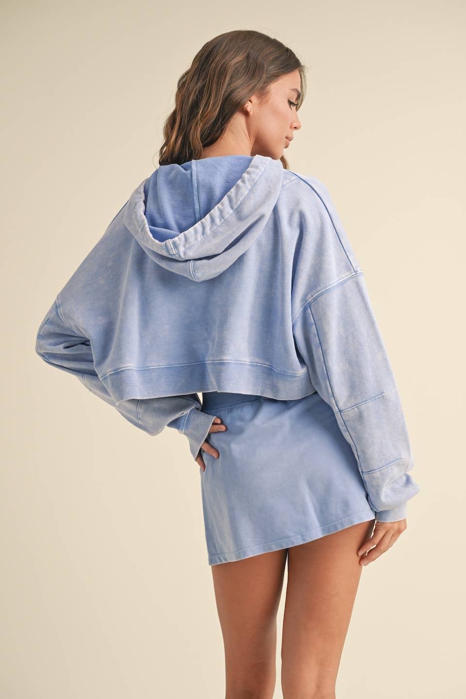 Mineral Wash Pullover Hoodie: Lavender Blue