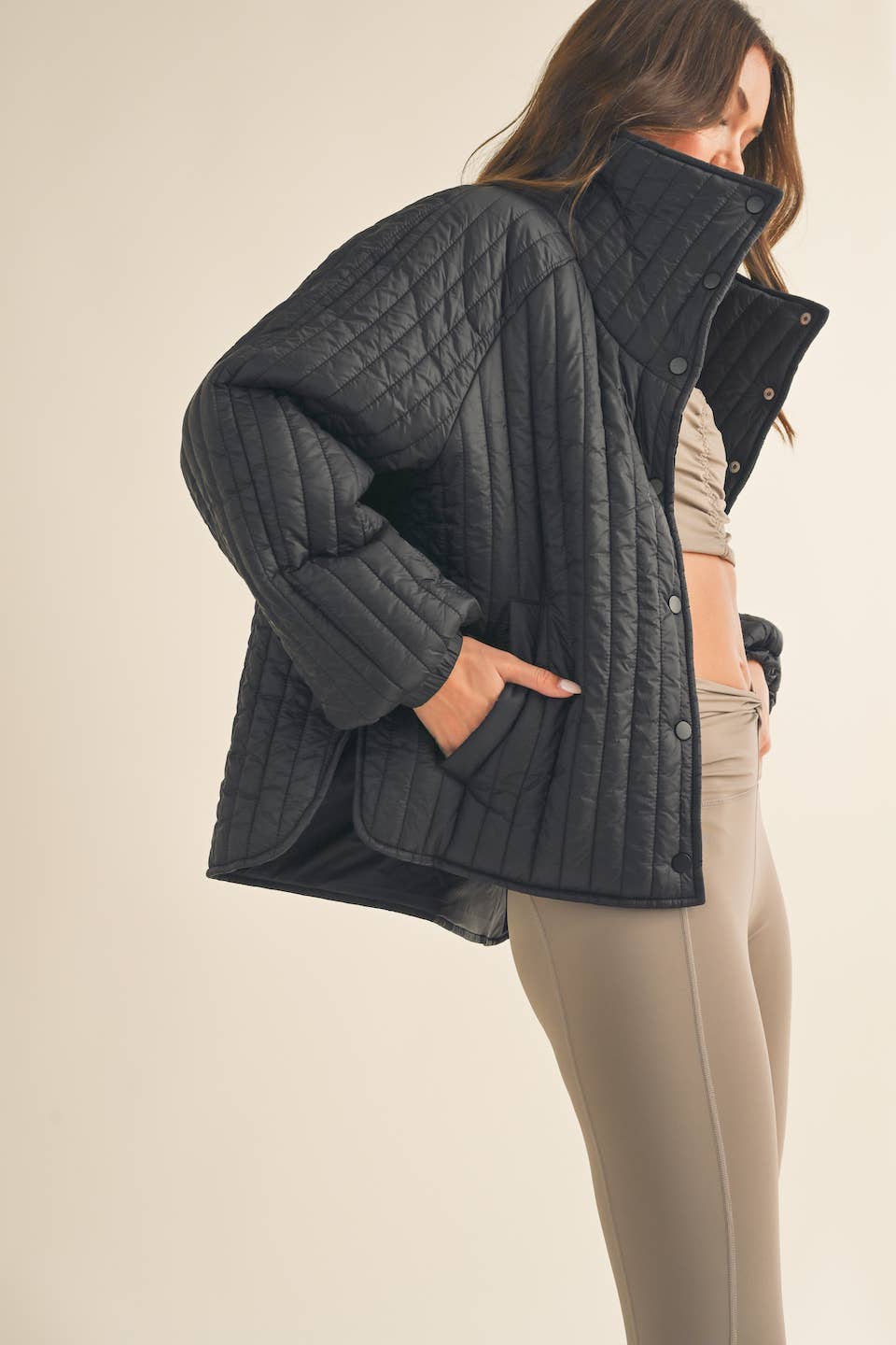 Black Classic Silhouette Quilted Jacket