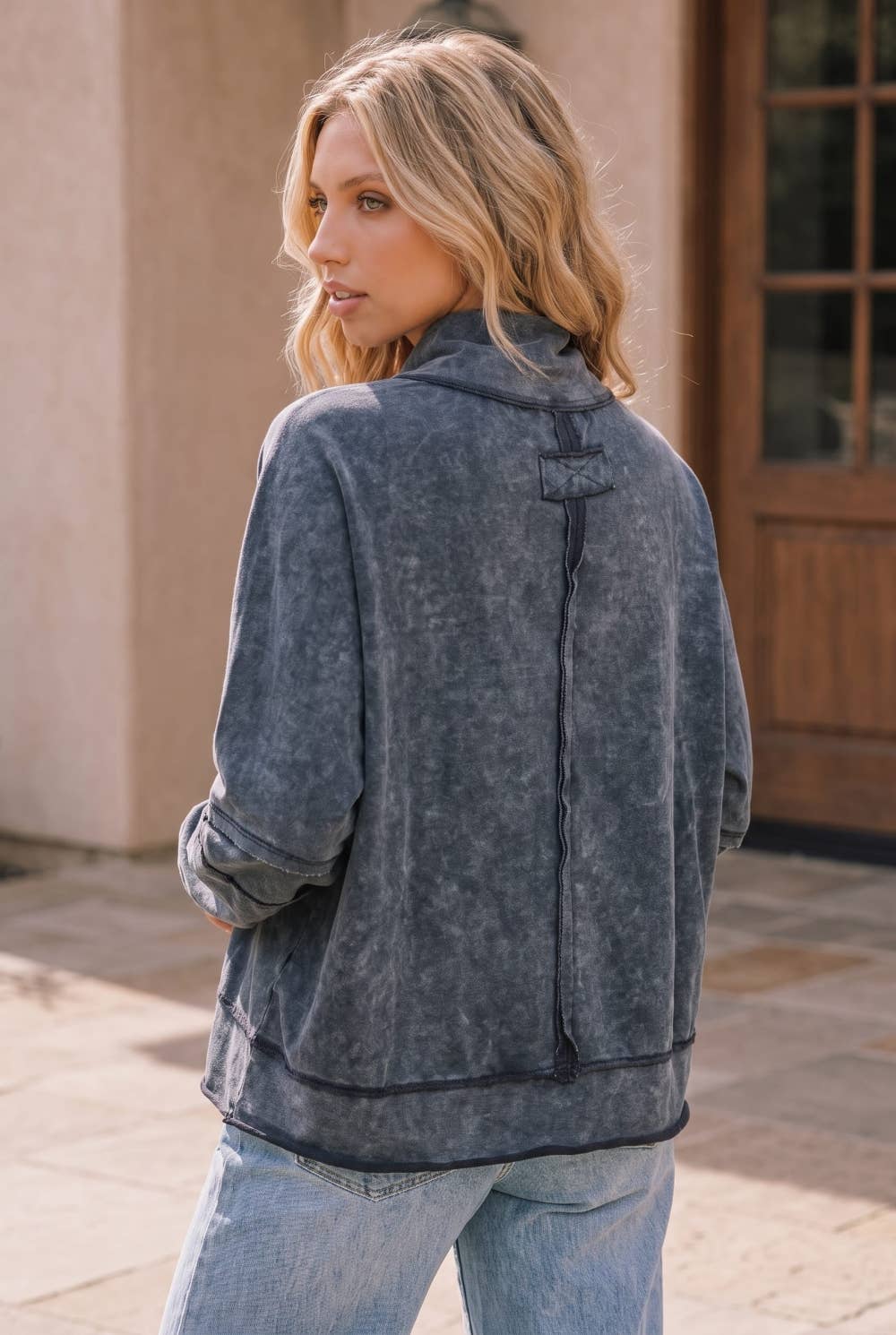 Chloe Acid Wash Mock Neck