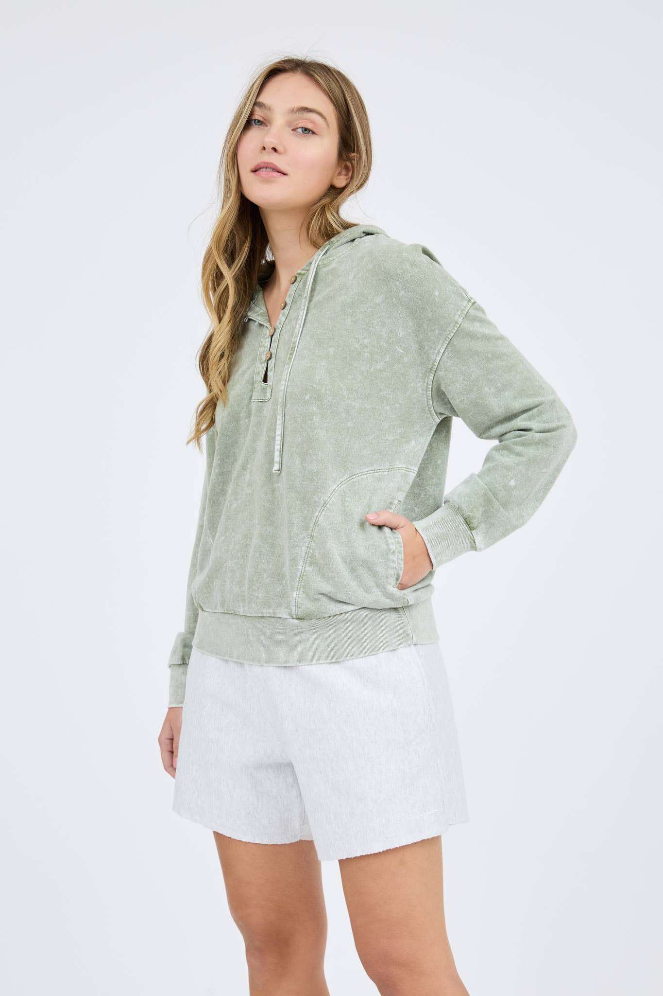 Hillary Washed Henley Hoodie