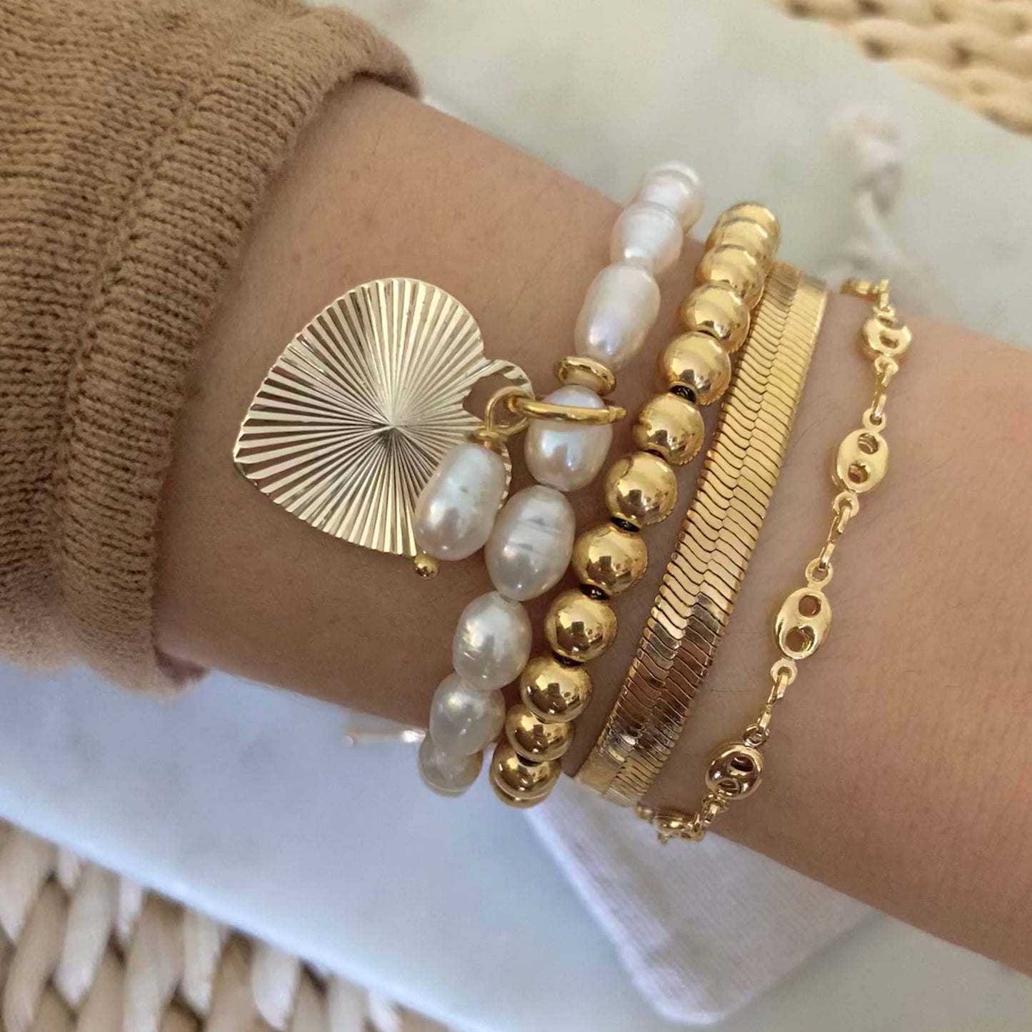 Gold Beaded 24k Gold-plated Bracelet