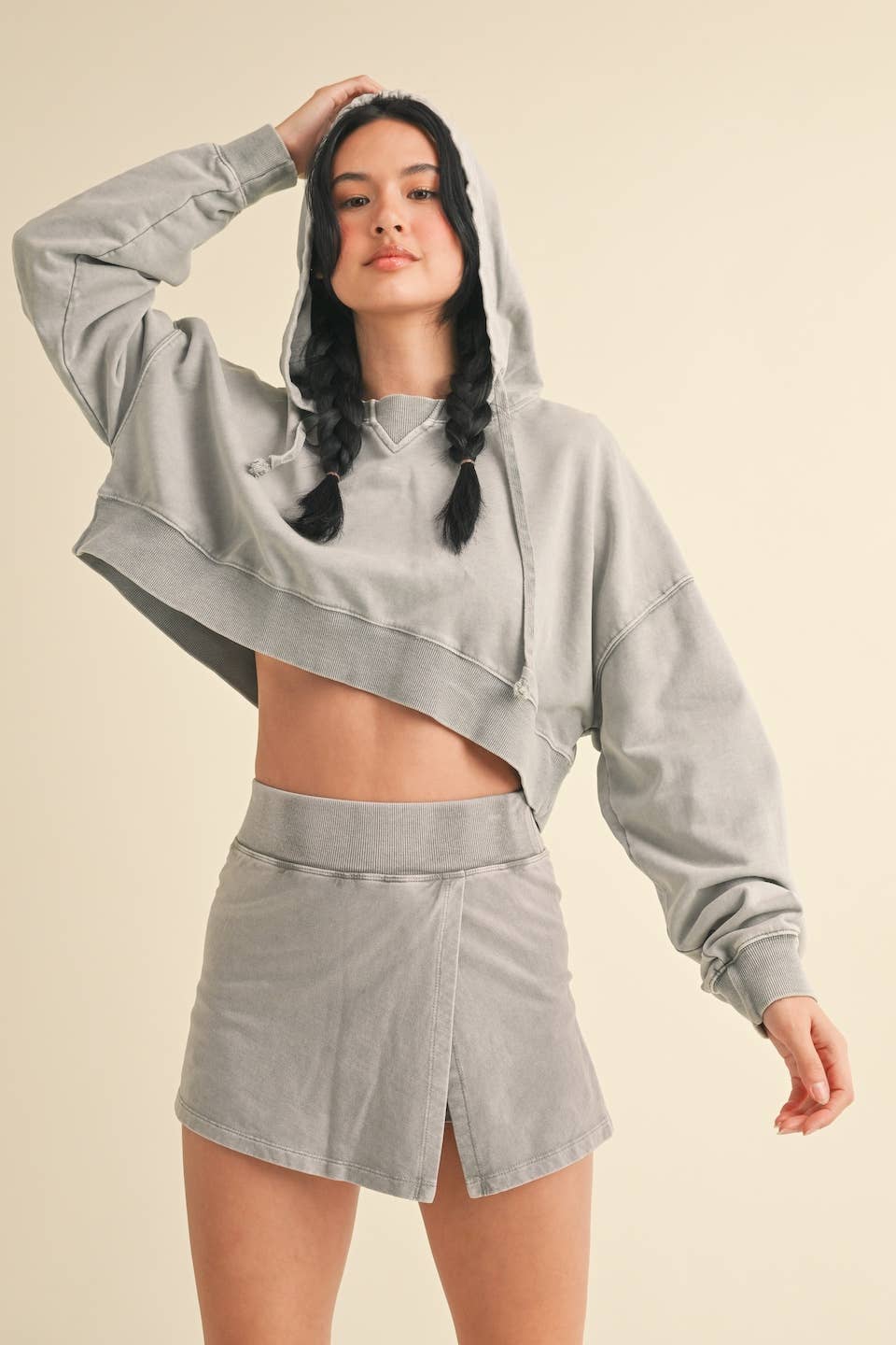 Mineral Wash Pullover Hoodie Gray