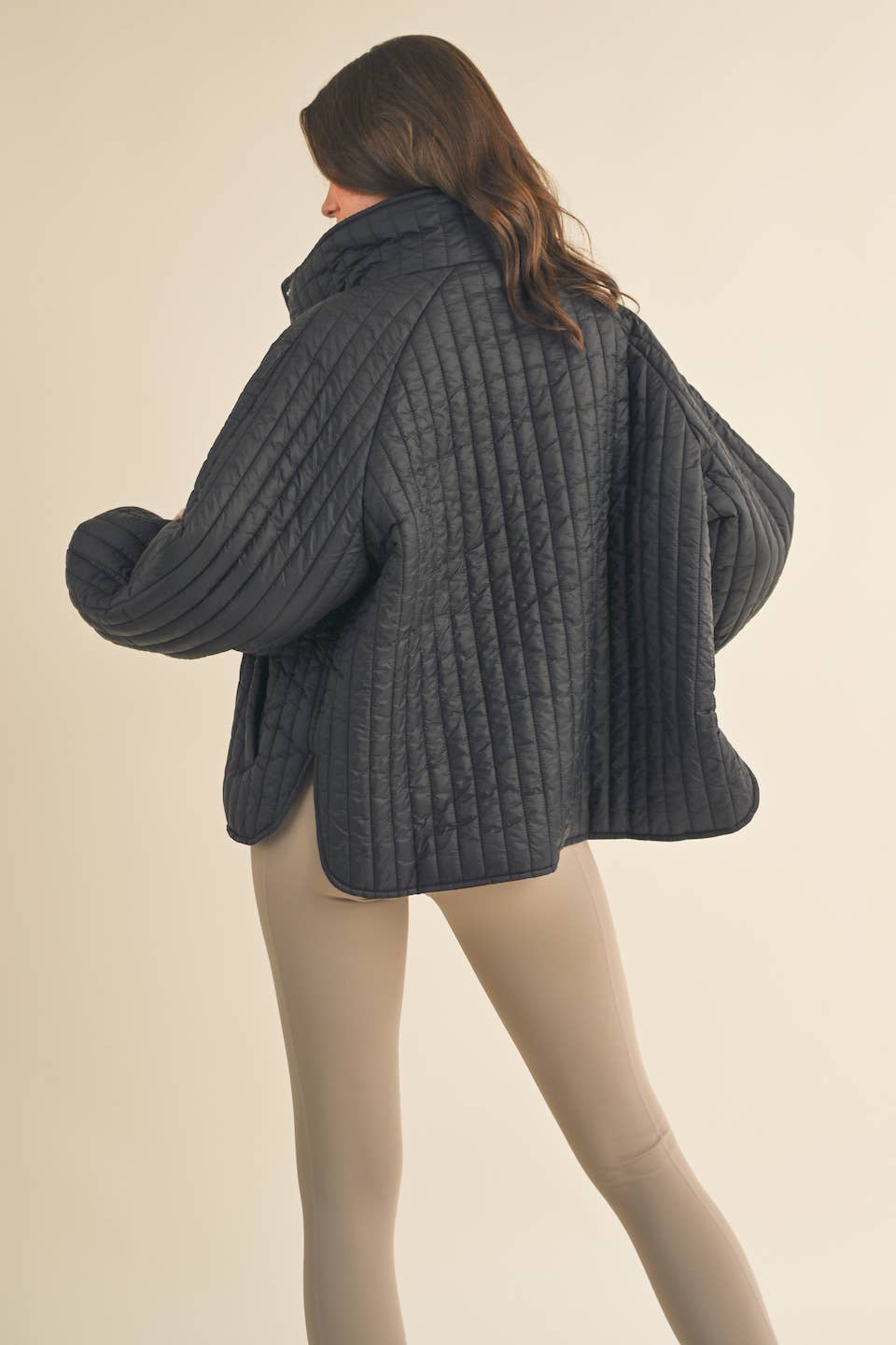 Black Classic Silhouette Quilted Jacket