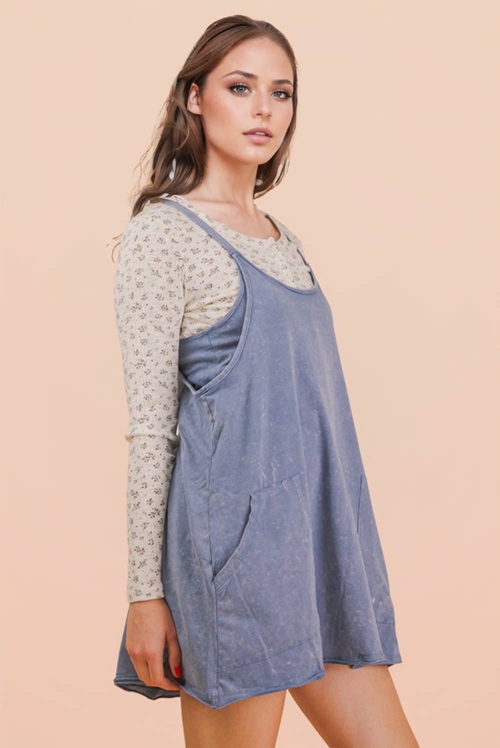 Jena Mineral Washed Dress: Blue