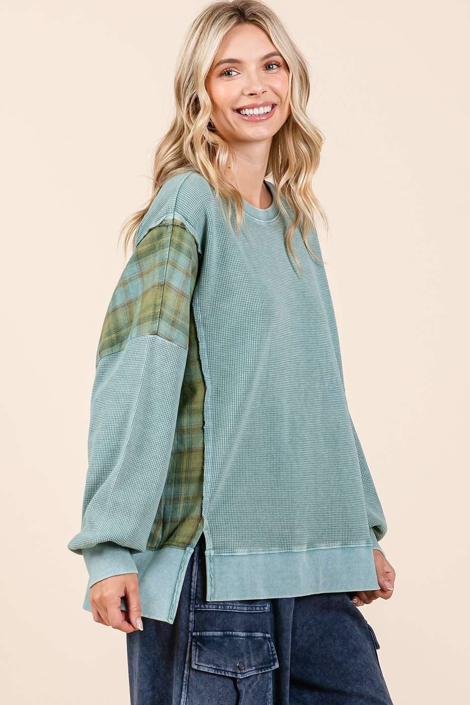 Moira Mineral Plaid Sweatshirt