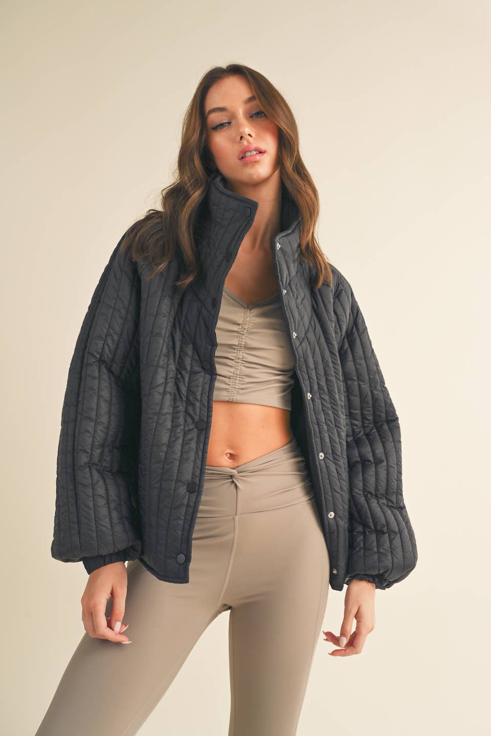 Black Classic Silhouette Quilted Jacket