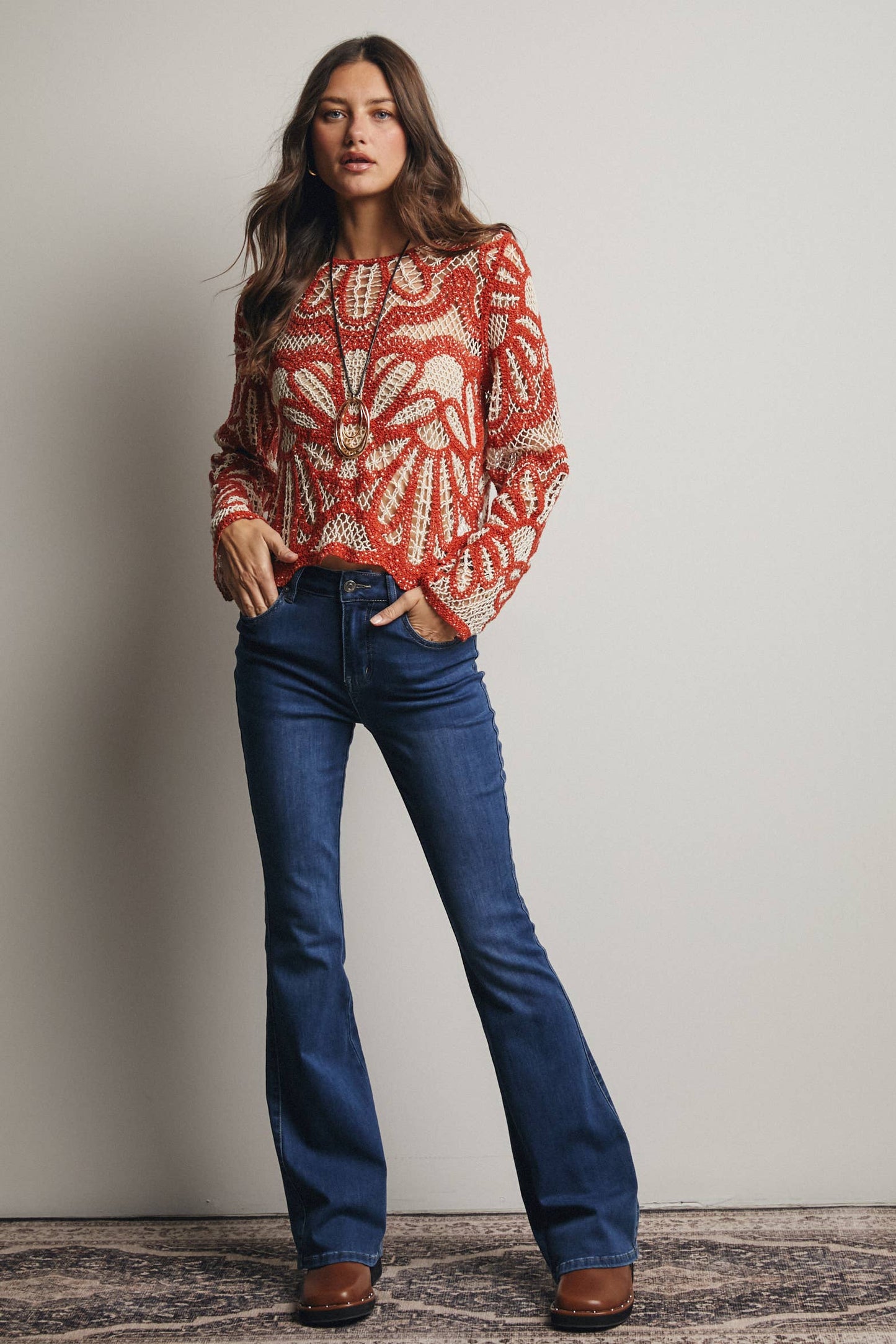 Avery Crochet Top: Rust