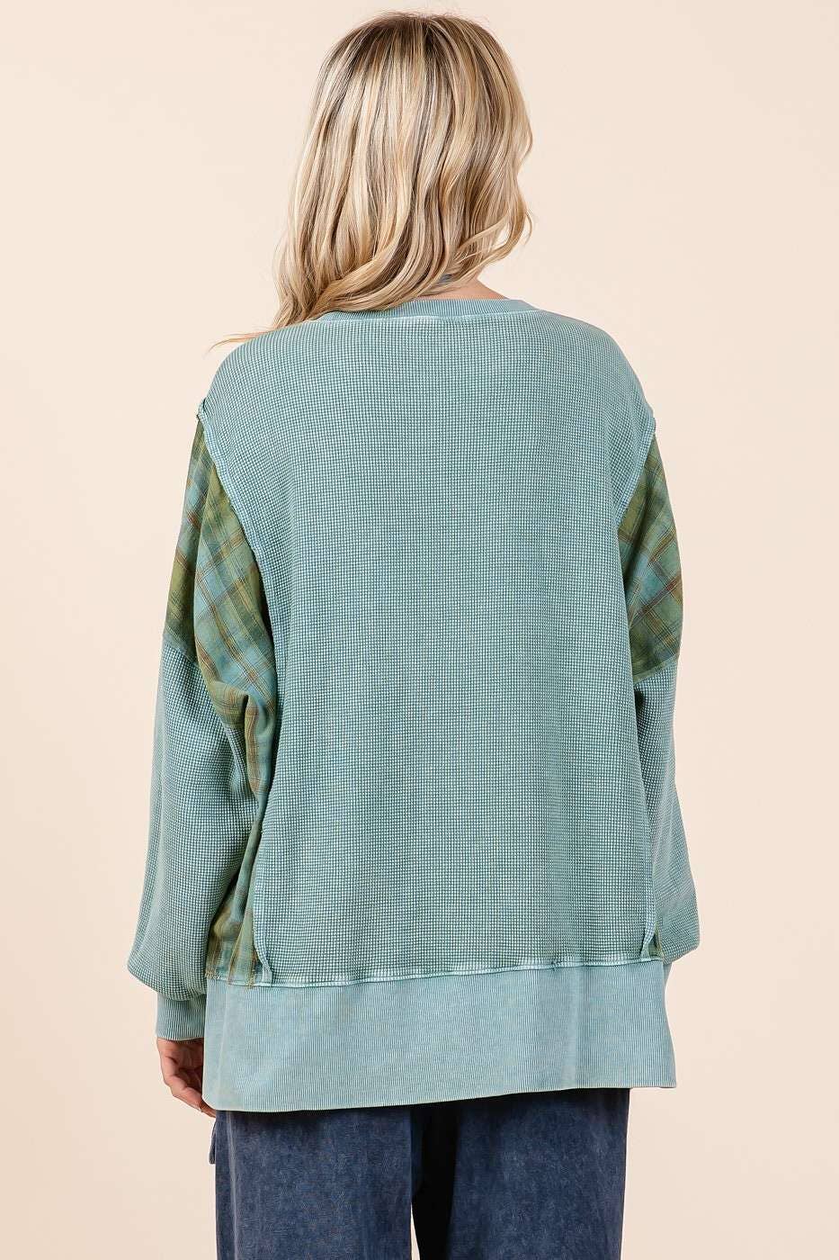 Moira Mineral Plaid Sweatshirt
