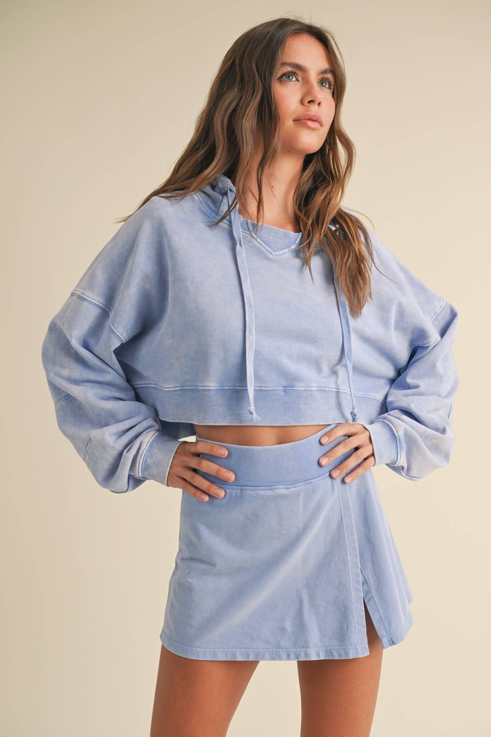 Mineral Wash Pullover Hoodie: Lavender Blue