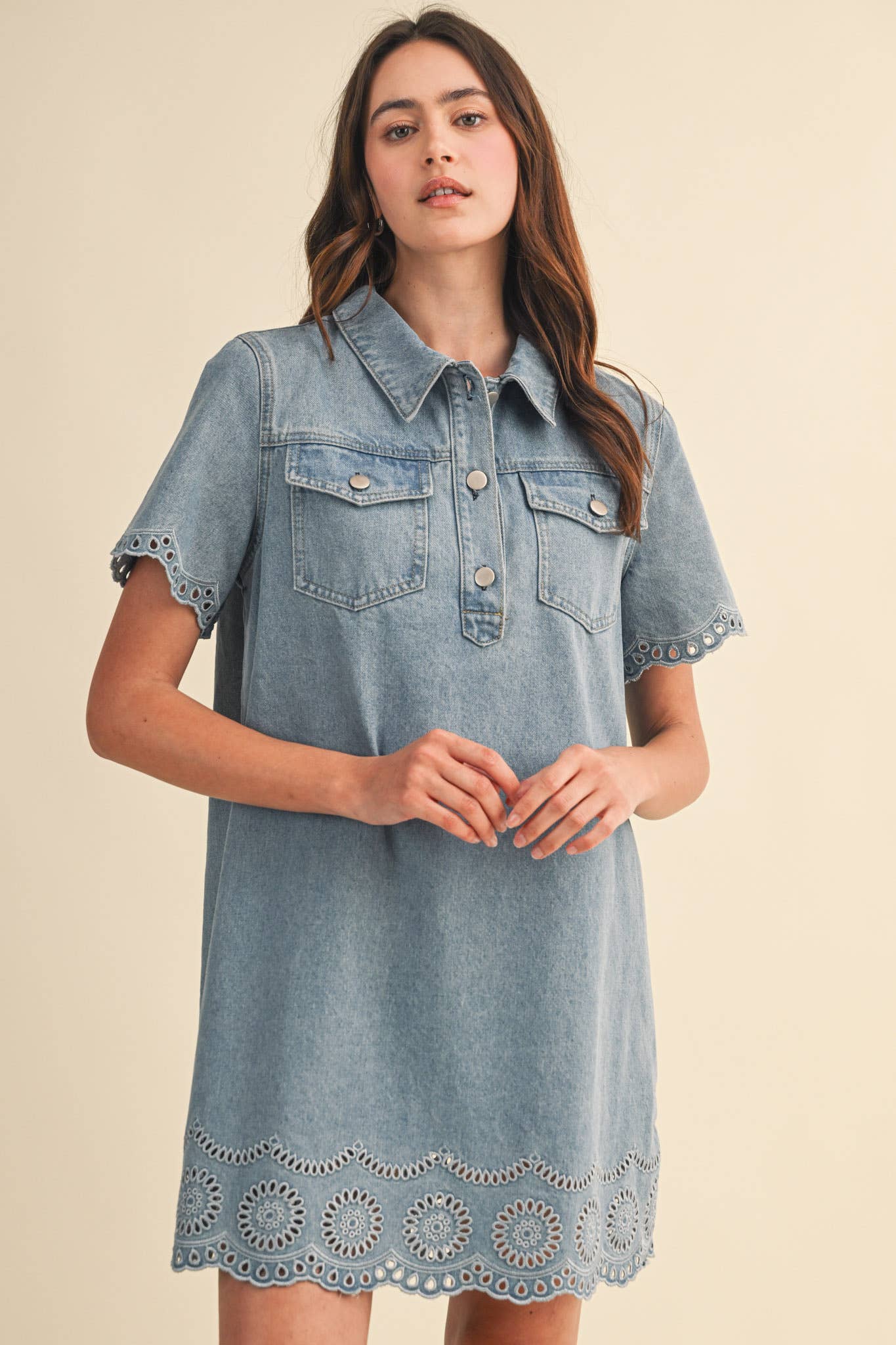 Morgan Eyelet Denim Dress