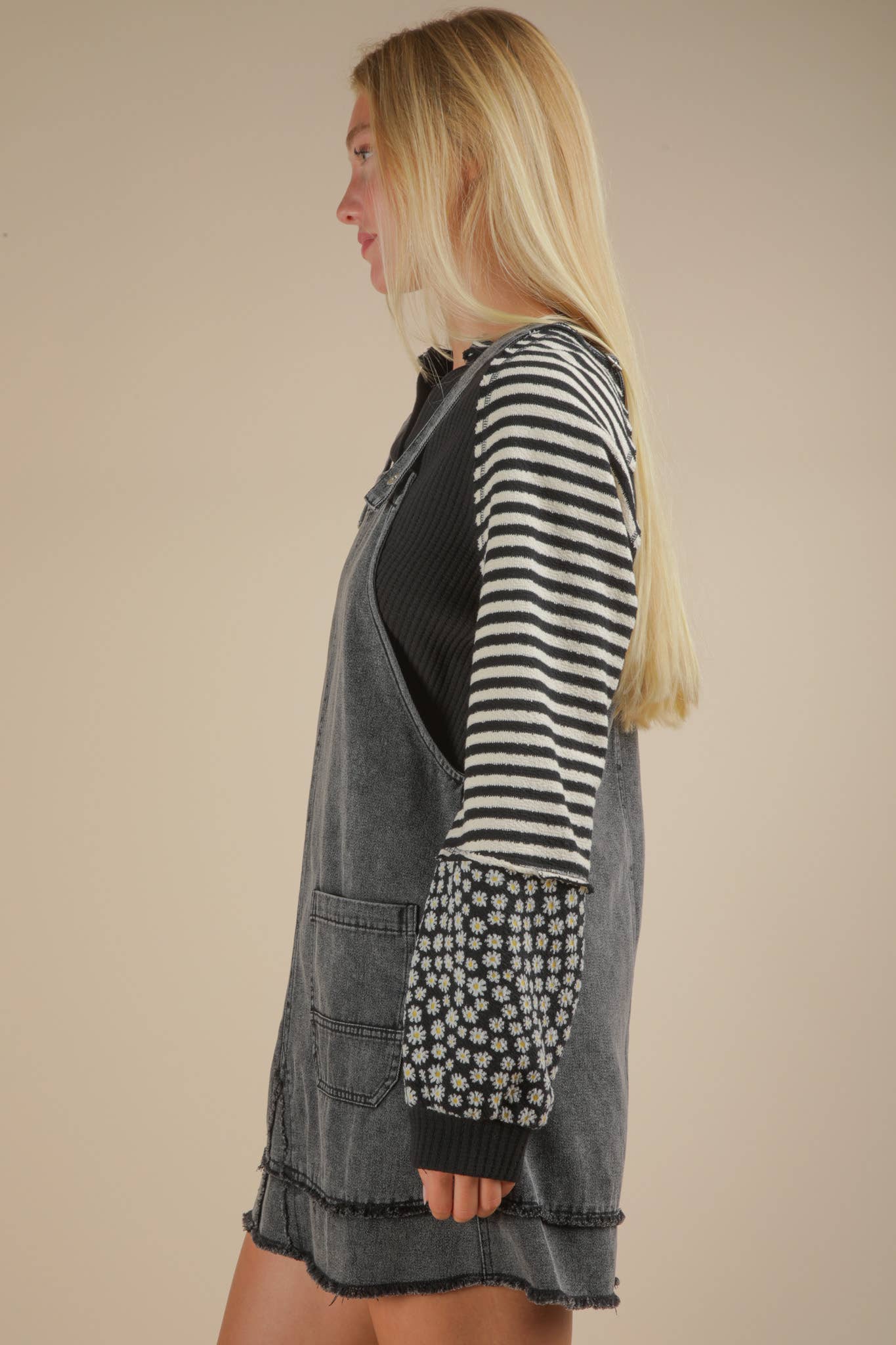 Andi Denim Overall Dress: Charcoal
