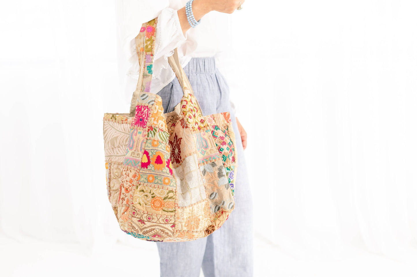 Tan Patchwork Tote