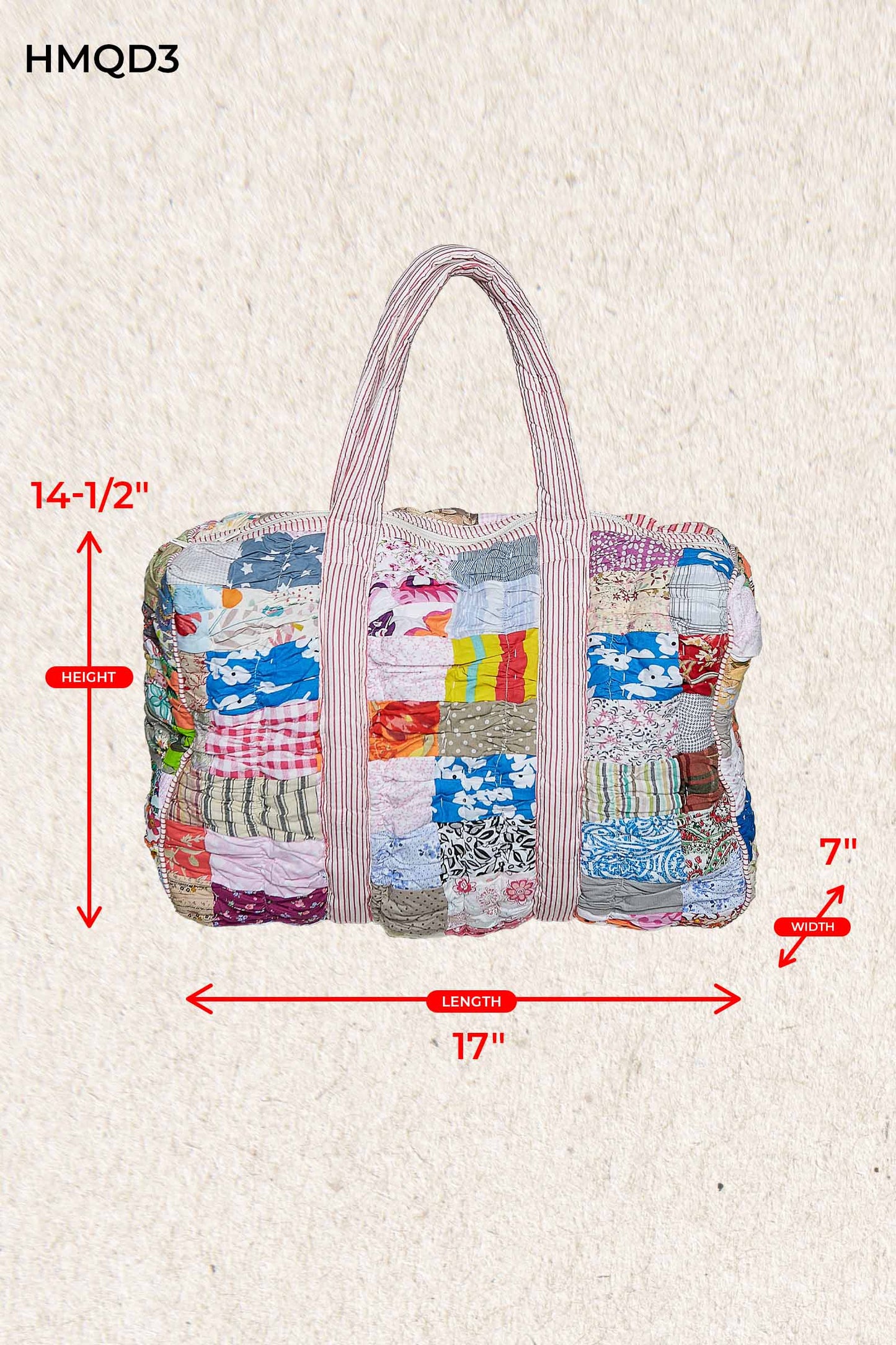 Quilted Mixed Floral Patchwork Duffle Bag: Cream Multi