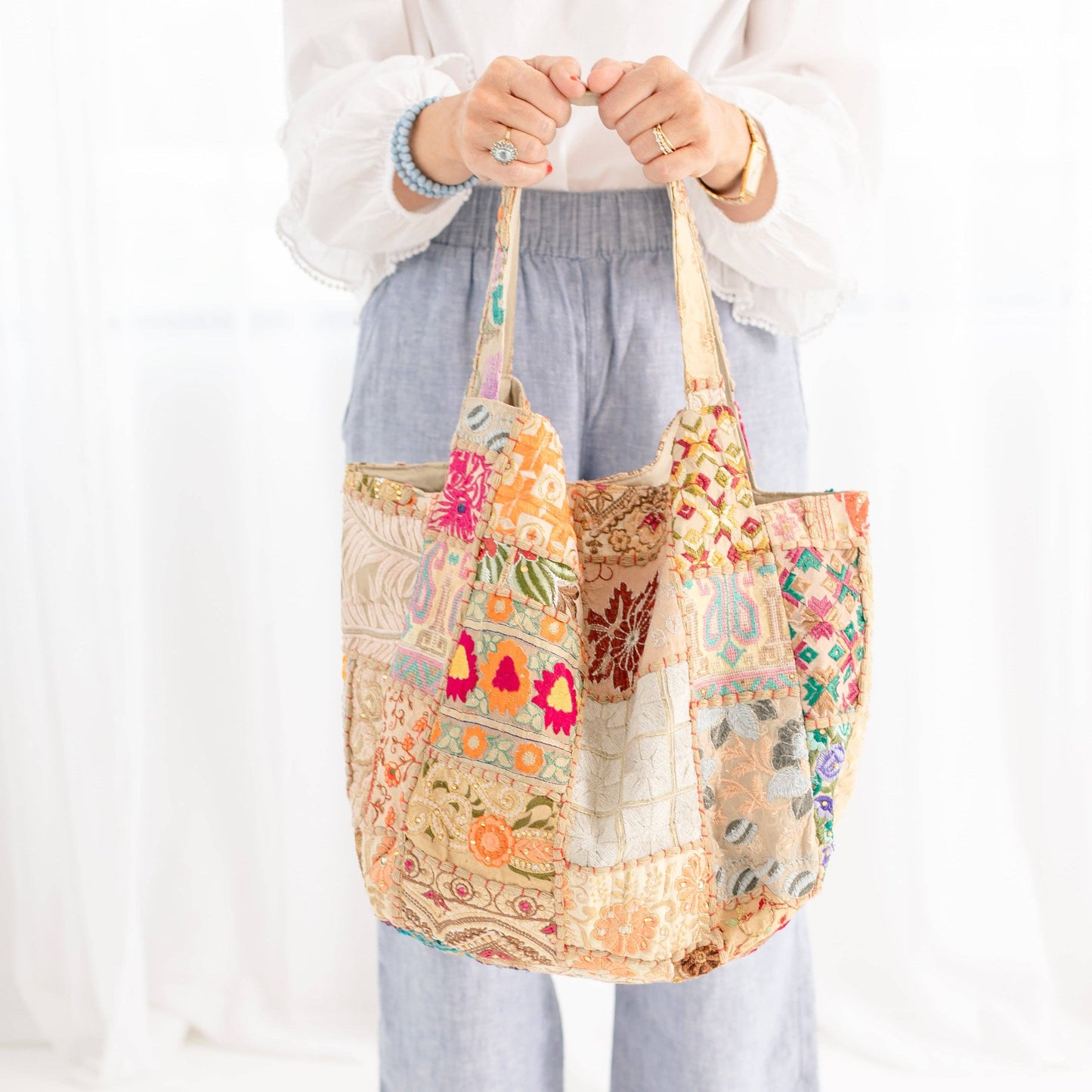 Tan Patchwork Tote