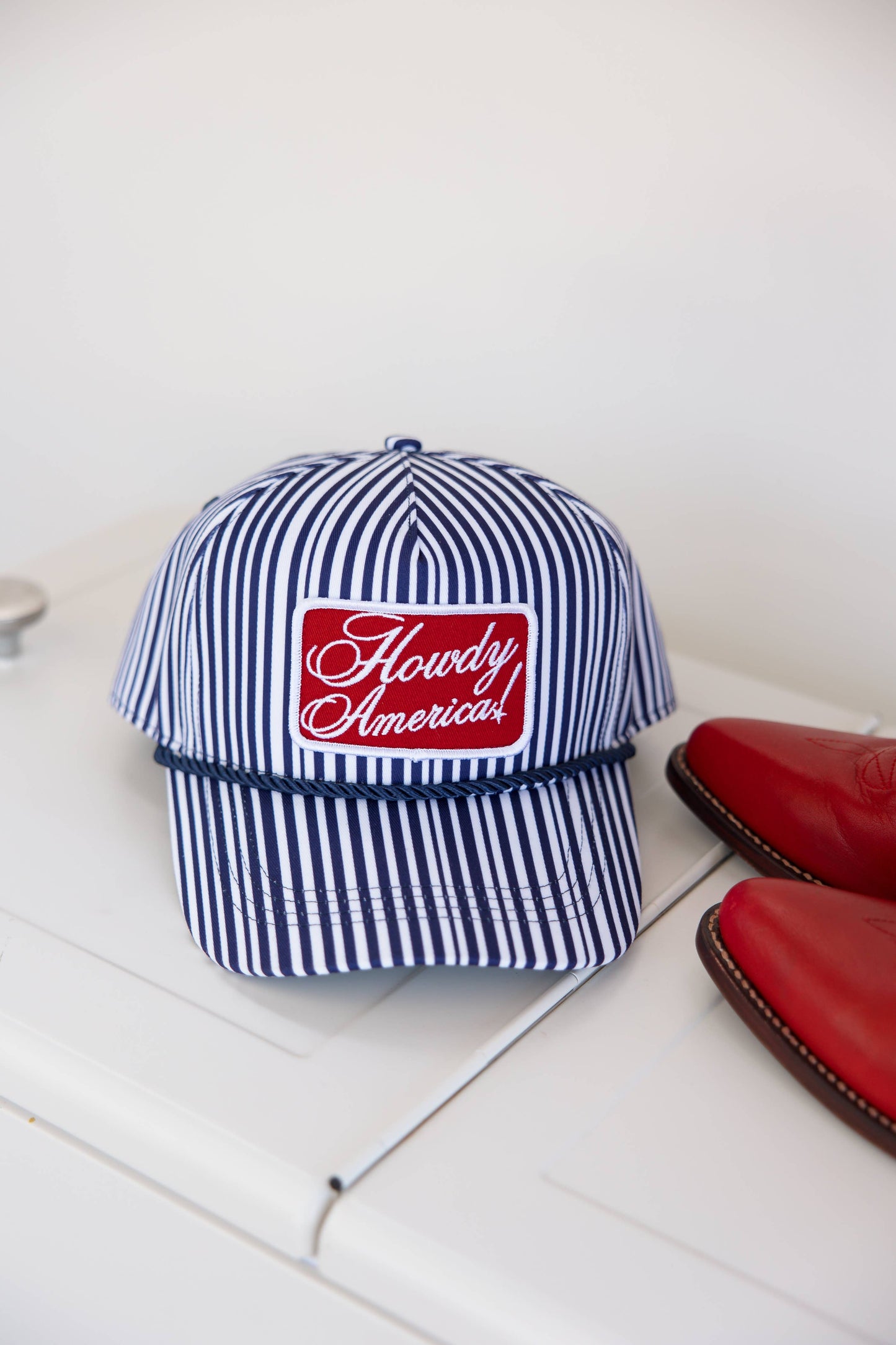 Howdy America Blue Striped Patch Hat