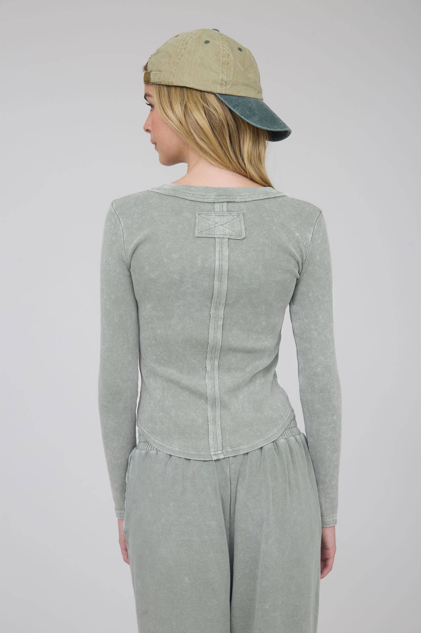 Lydia Long Sleeve Waffle: Olive