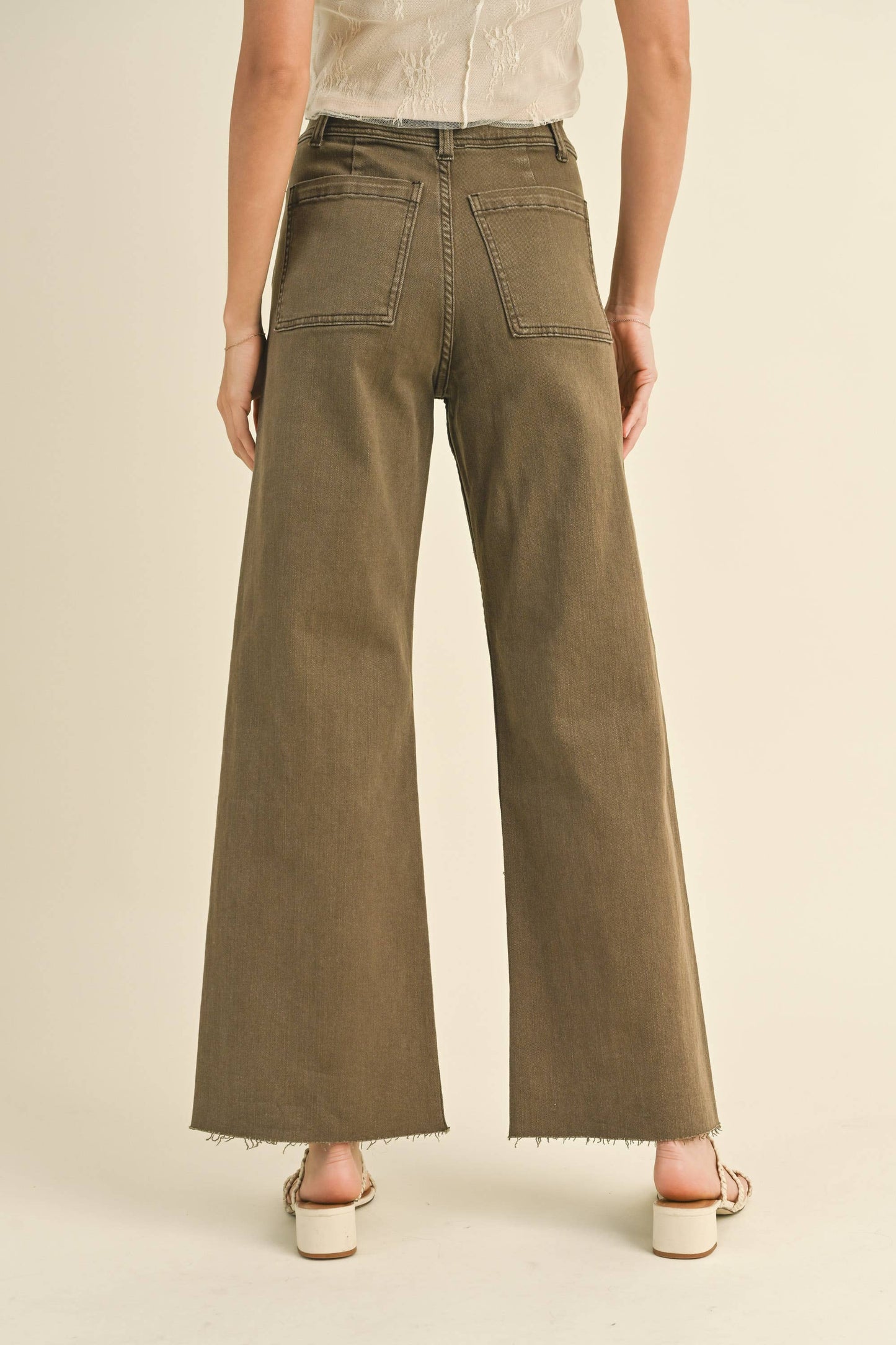 Stevie Wide Leg Pants: Washed Brown