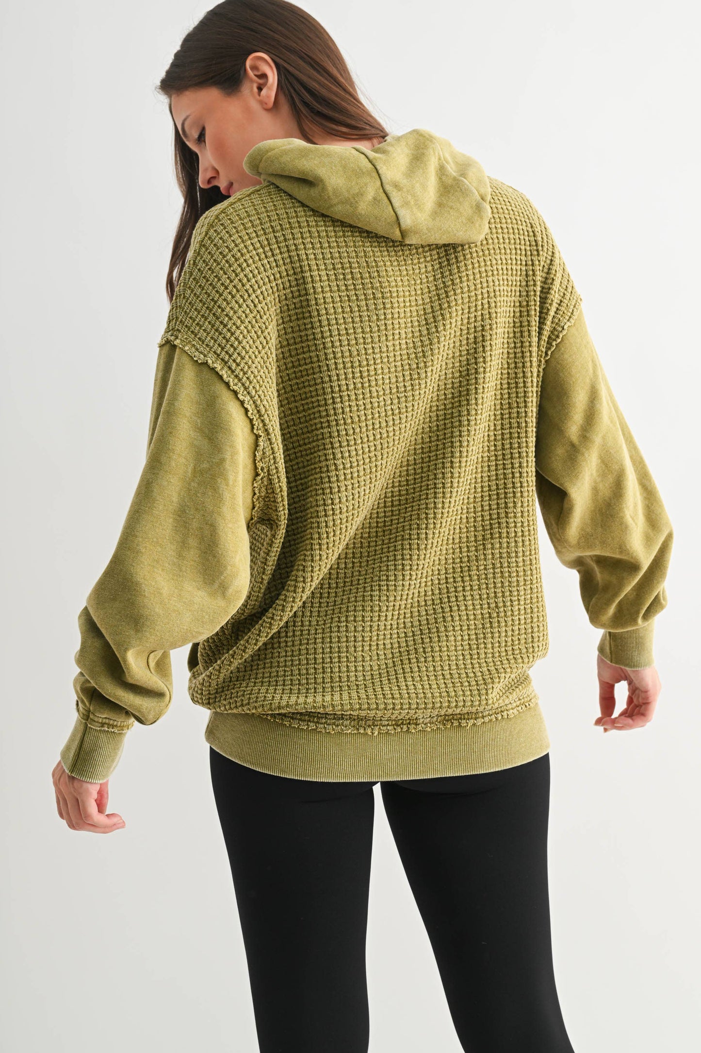 Duality Waffle Knit Hoodie: CAMO GREEN