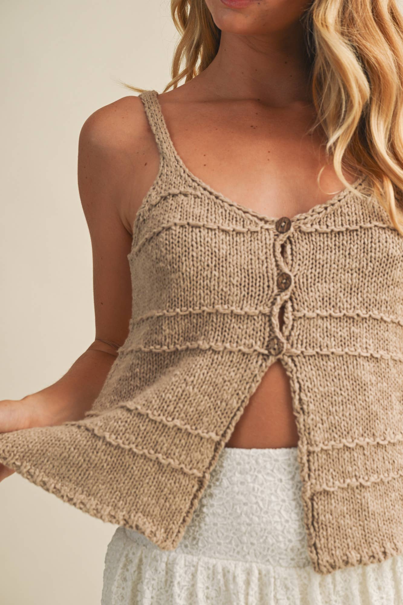Joy Sweater Tank: Beige