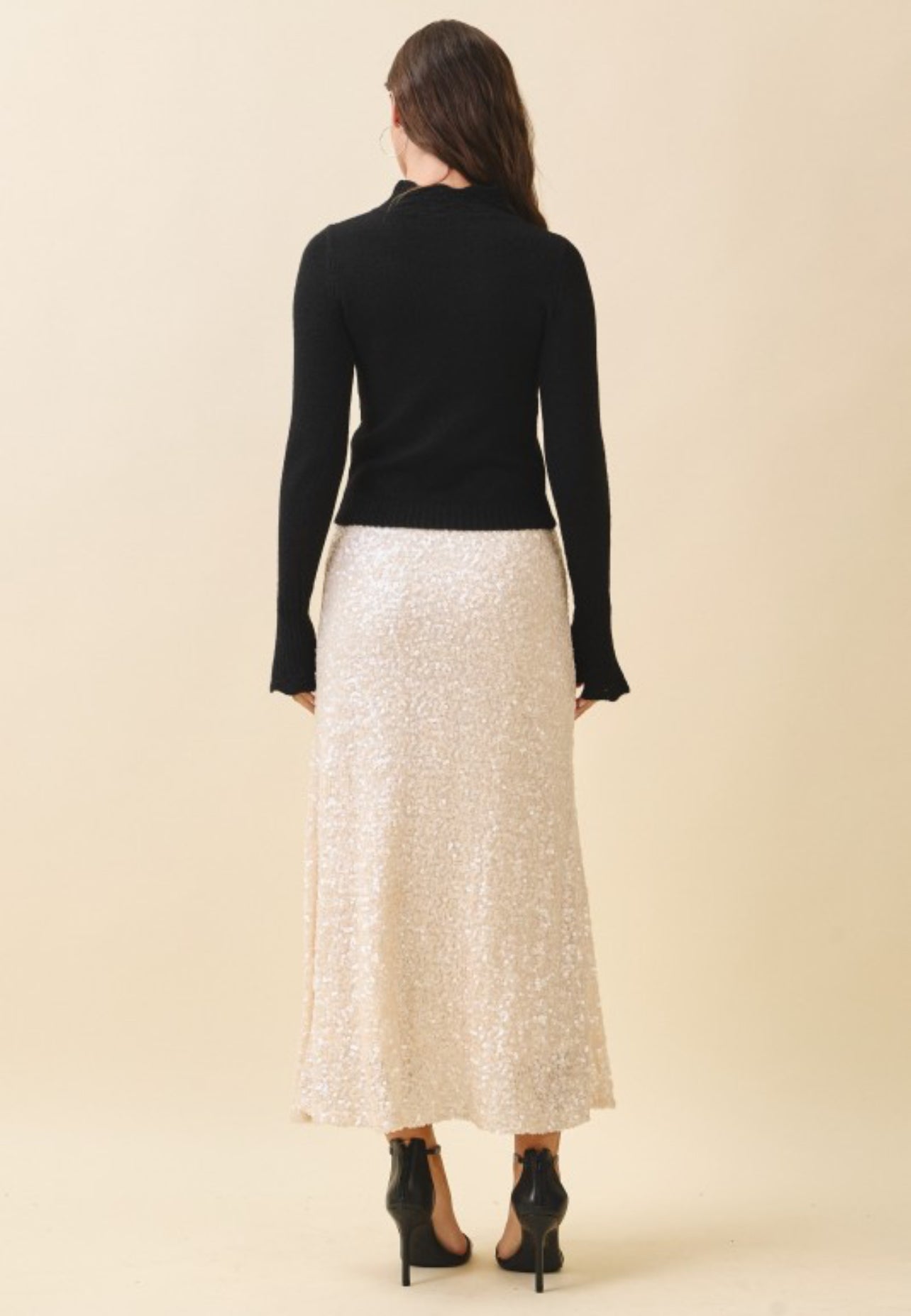Soirée Sequin Skirt: White