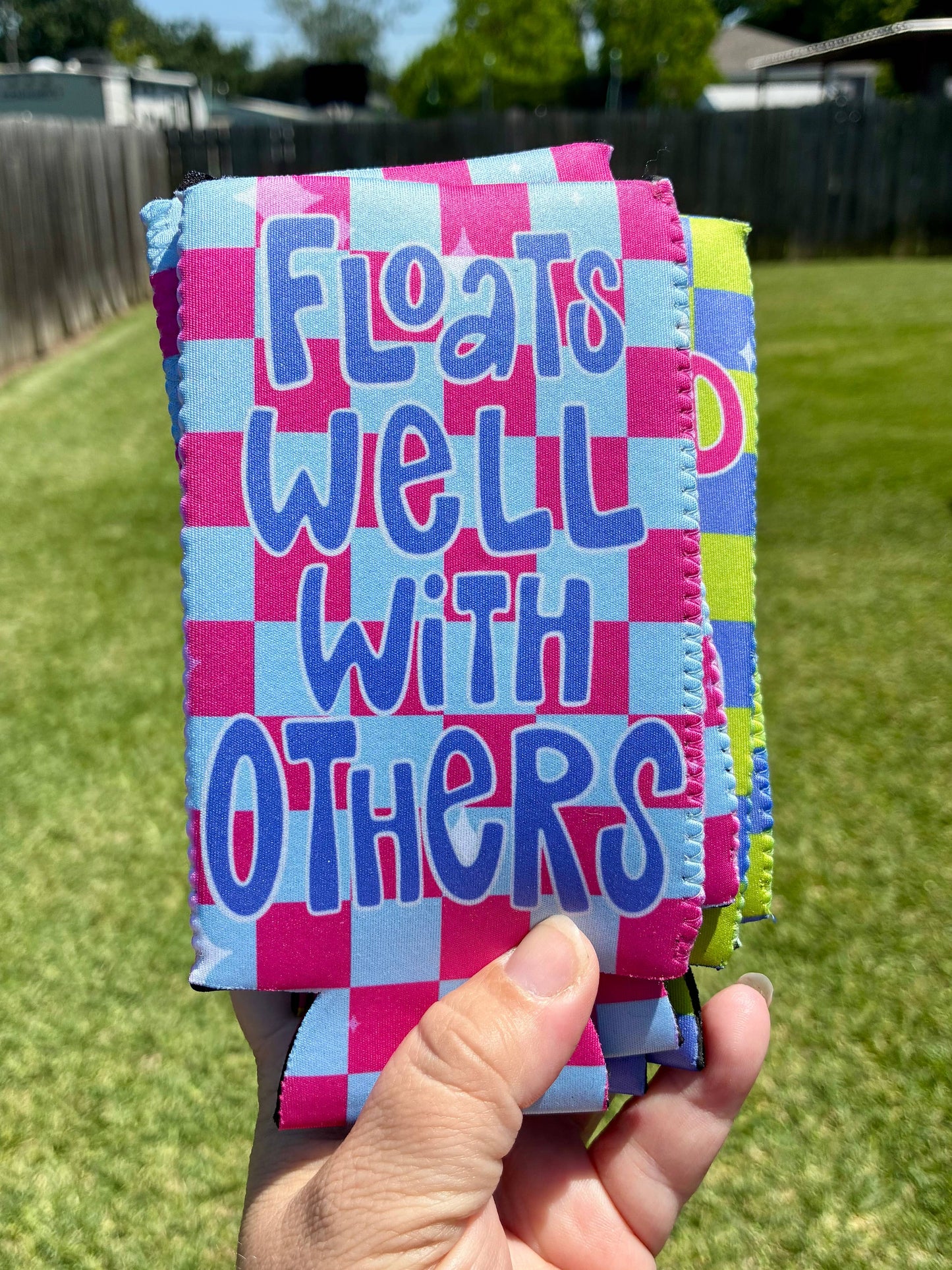 Floats well with others summer koozies: Slims