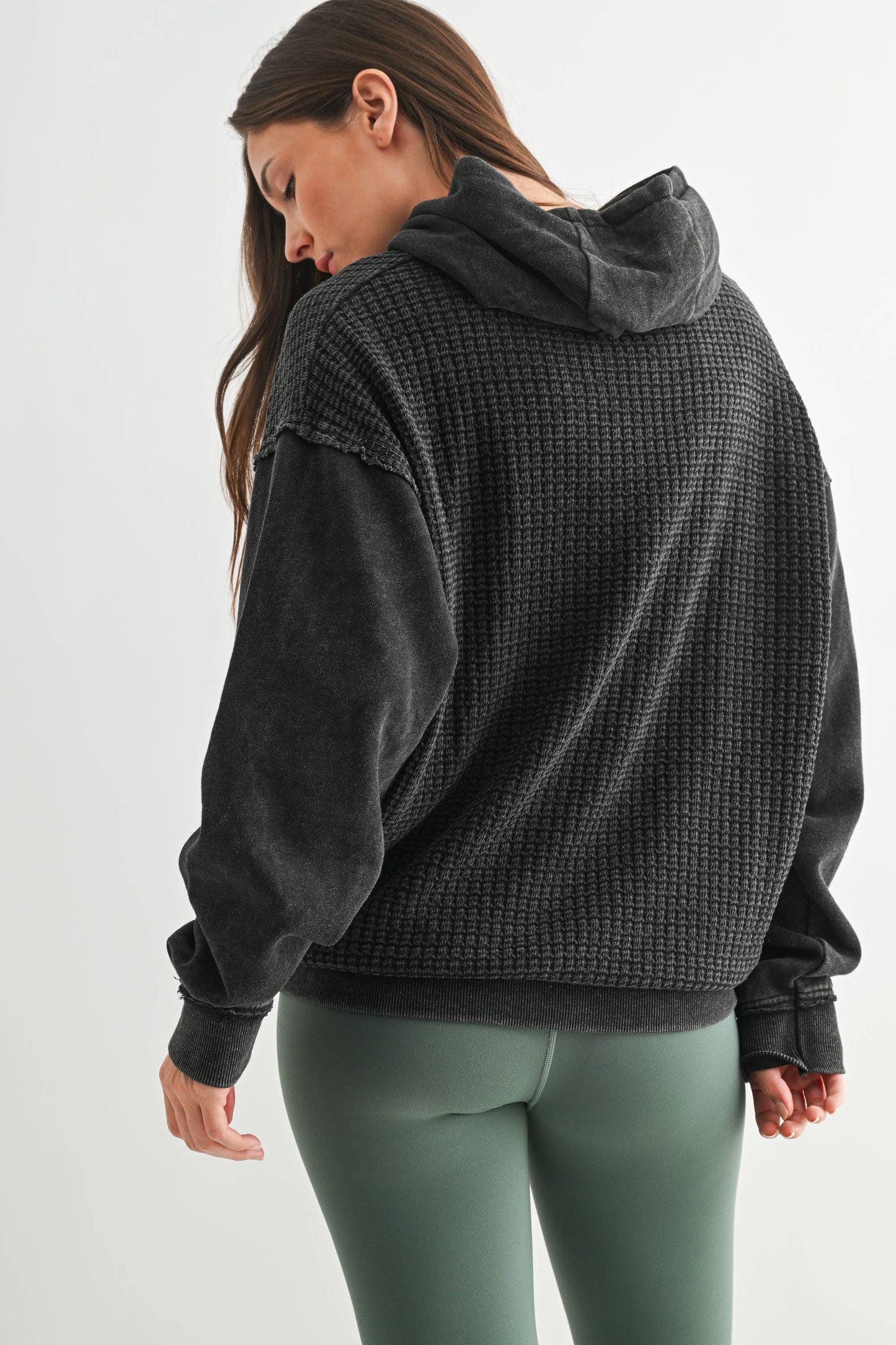 Duality Waffle Knit Hoodie: Black