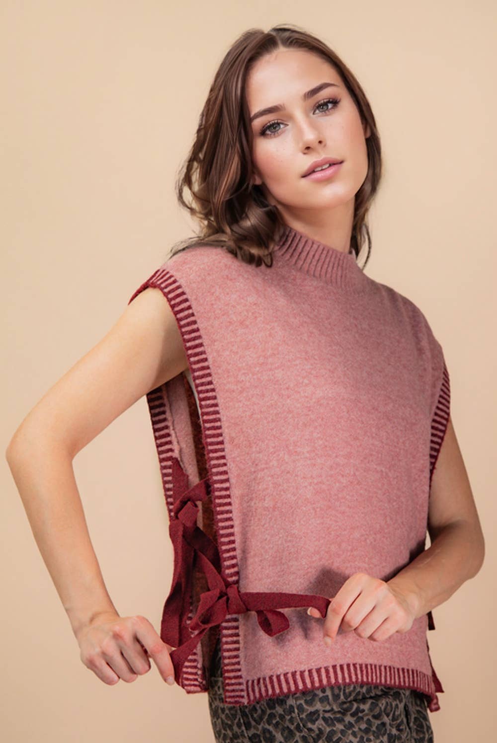 Moment Of Truth Sweater Vest: Blush