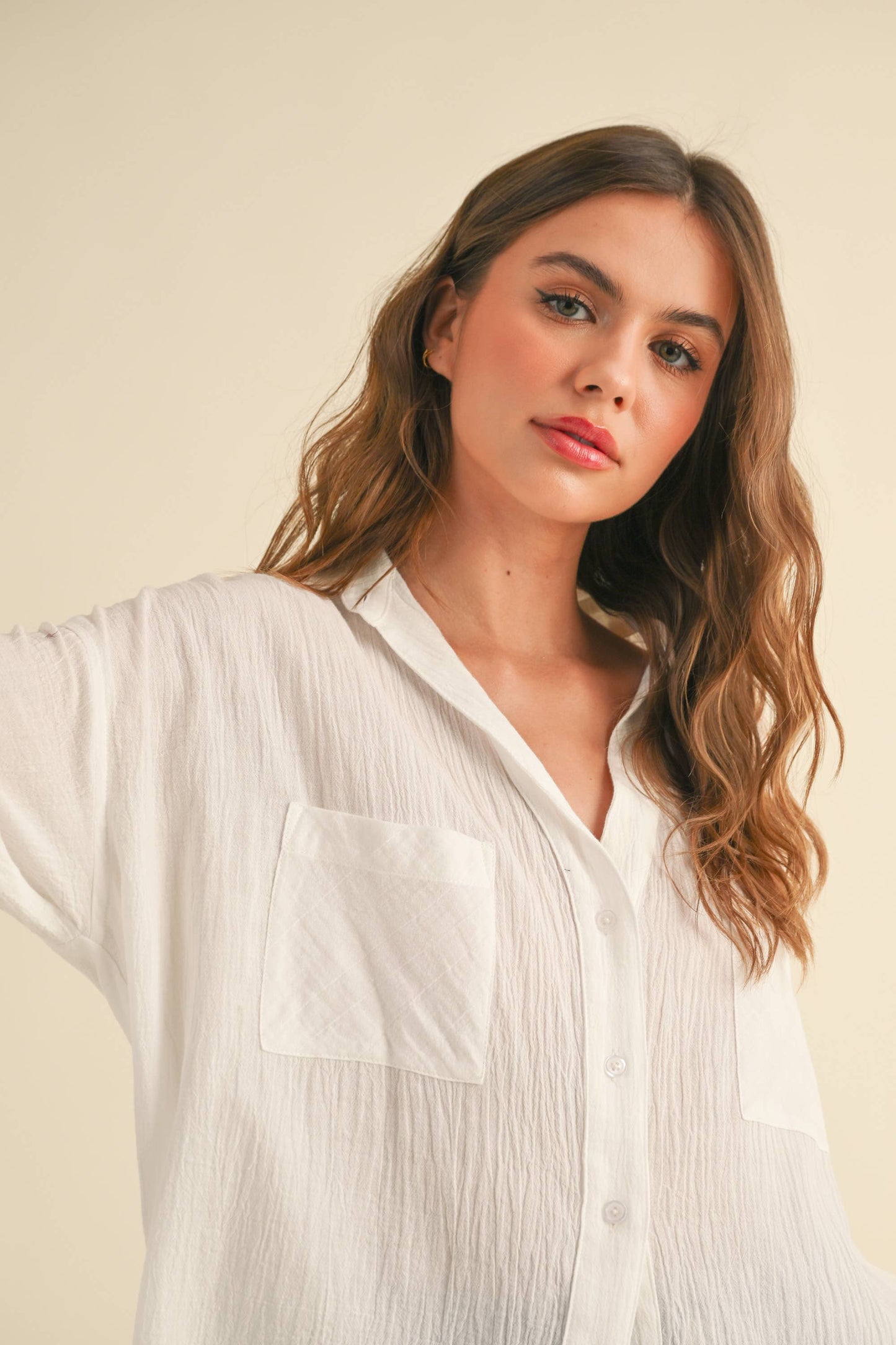 Kennedi White Button Down