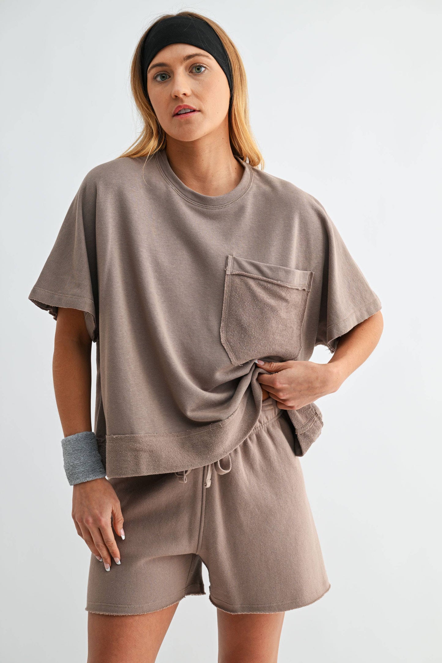 Rove Raw Edge Tee: Taupe