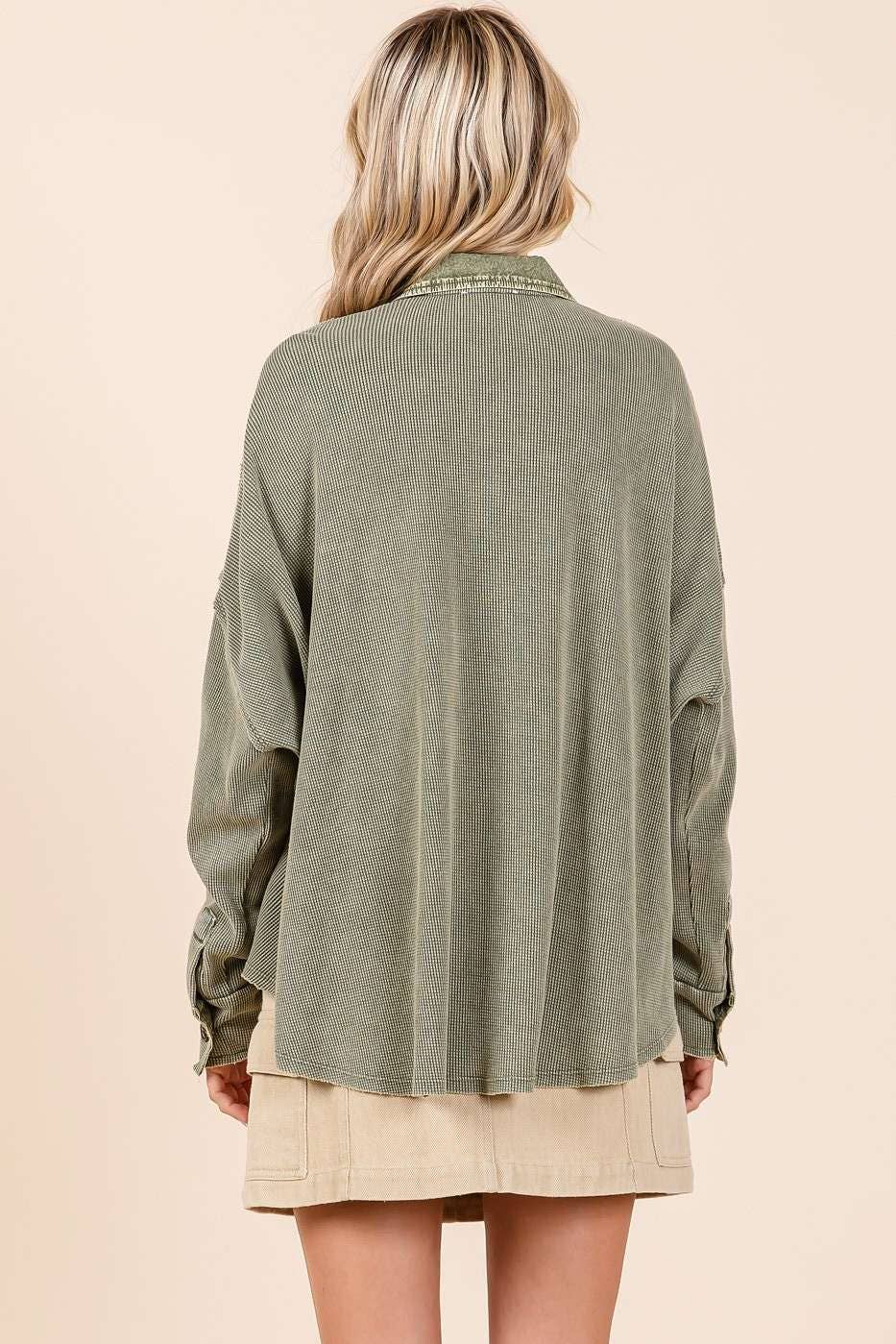 Teagen Waffle Collared Henley