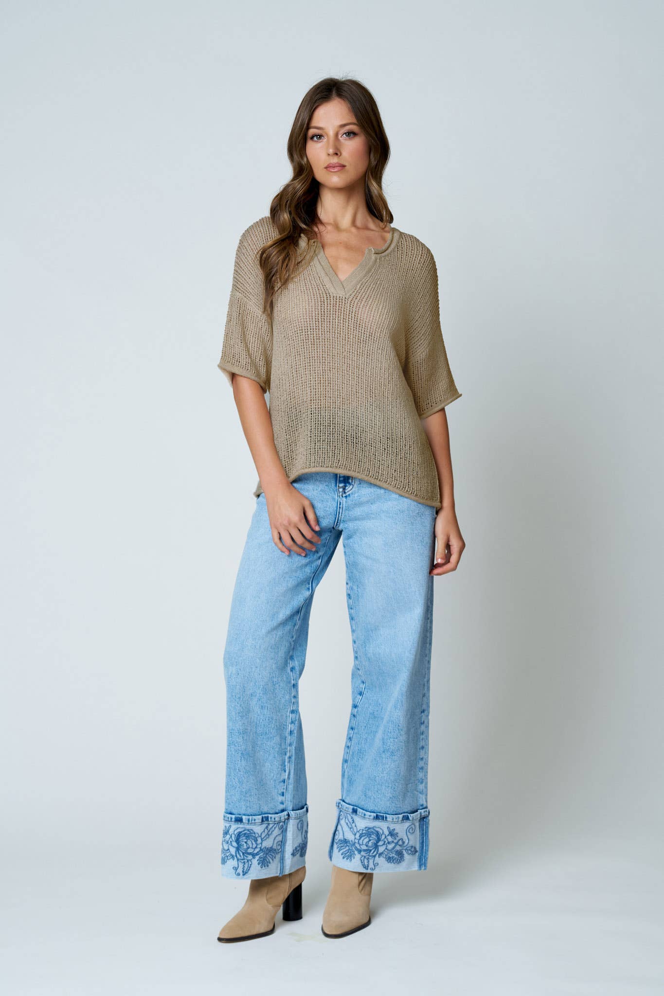 Bella Crochet Knit: KHAKI