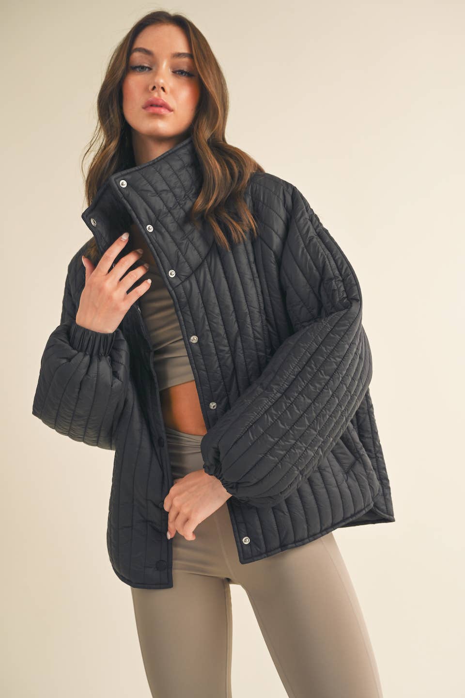 Black Classic Silhouette Quilted Jacket