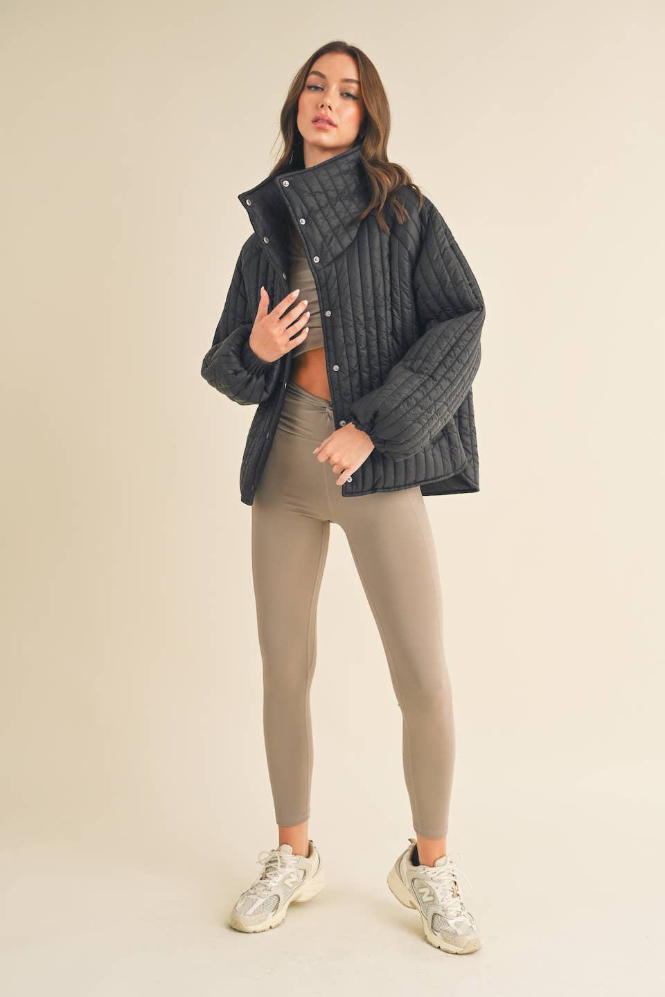 Black Classic Silhouette Quilted Jacket