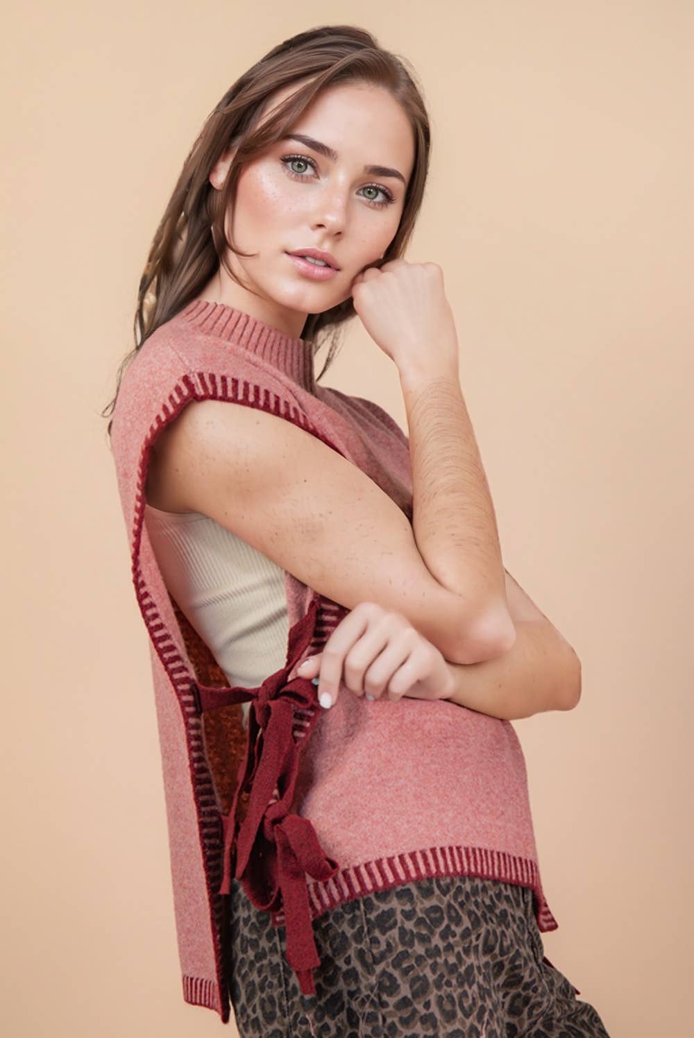 Moment Of Truth Sweater Vest: Blush