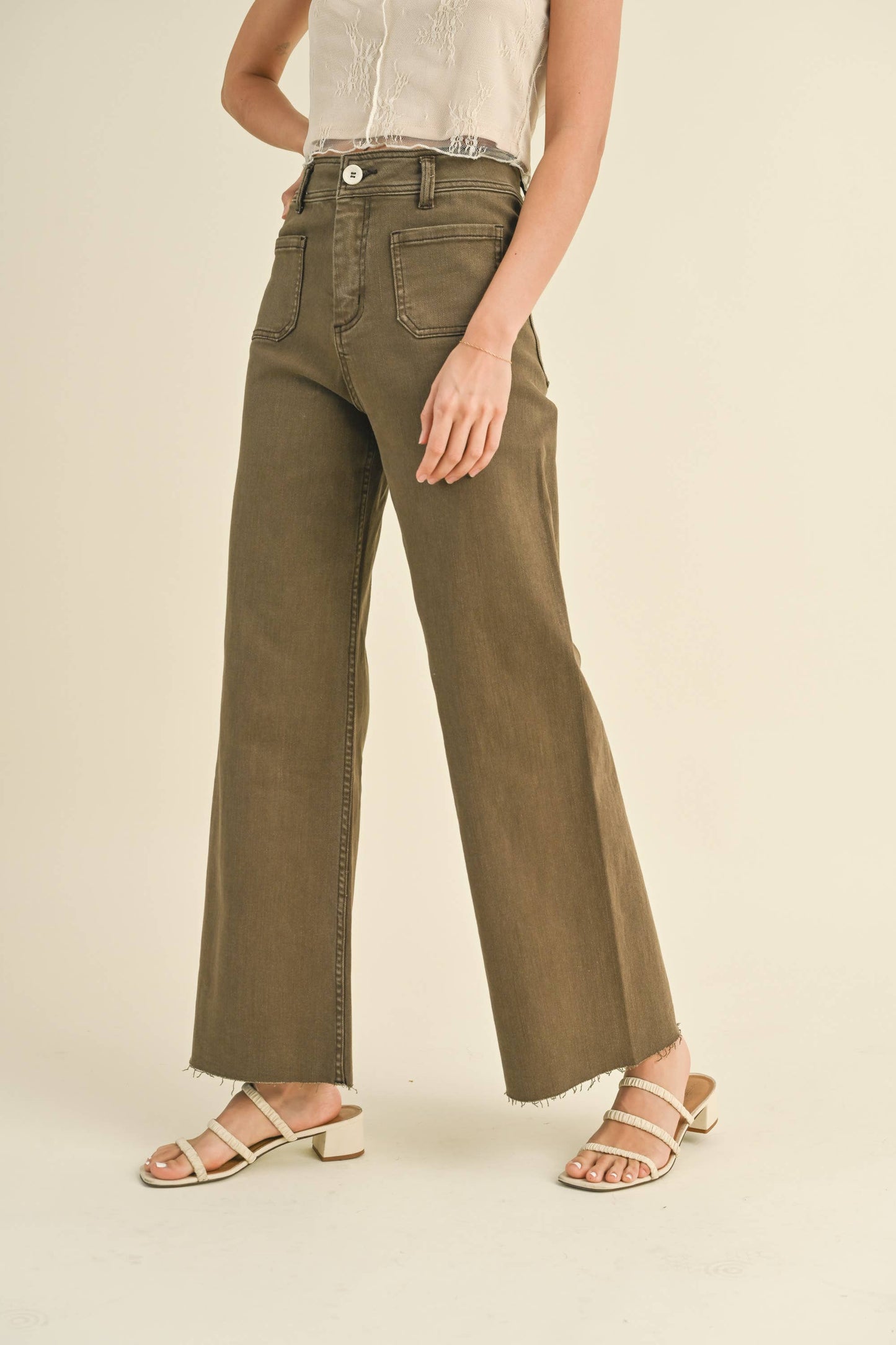 Stevie Wide Leg Pants: Washed Brown