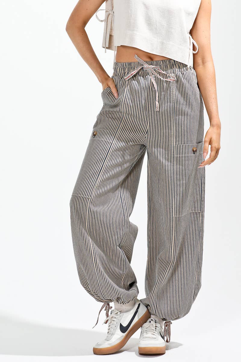 Broadway Striped Pants: Latte