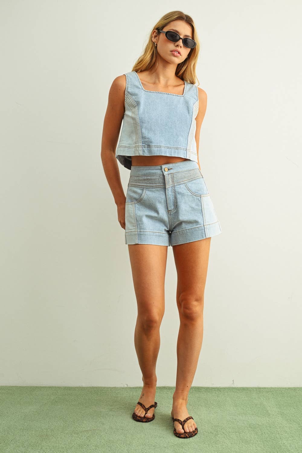 Beth Denim Block Tank