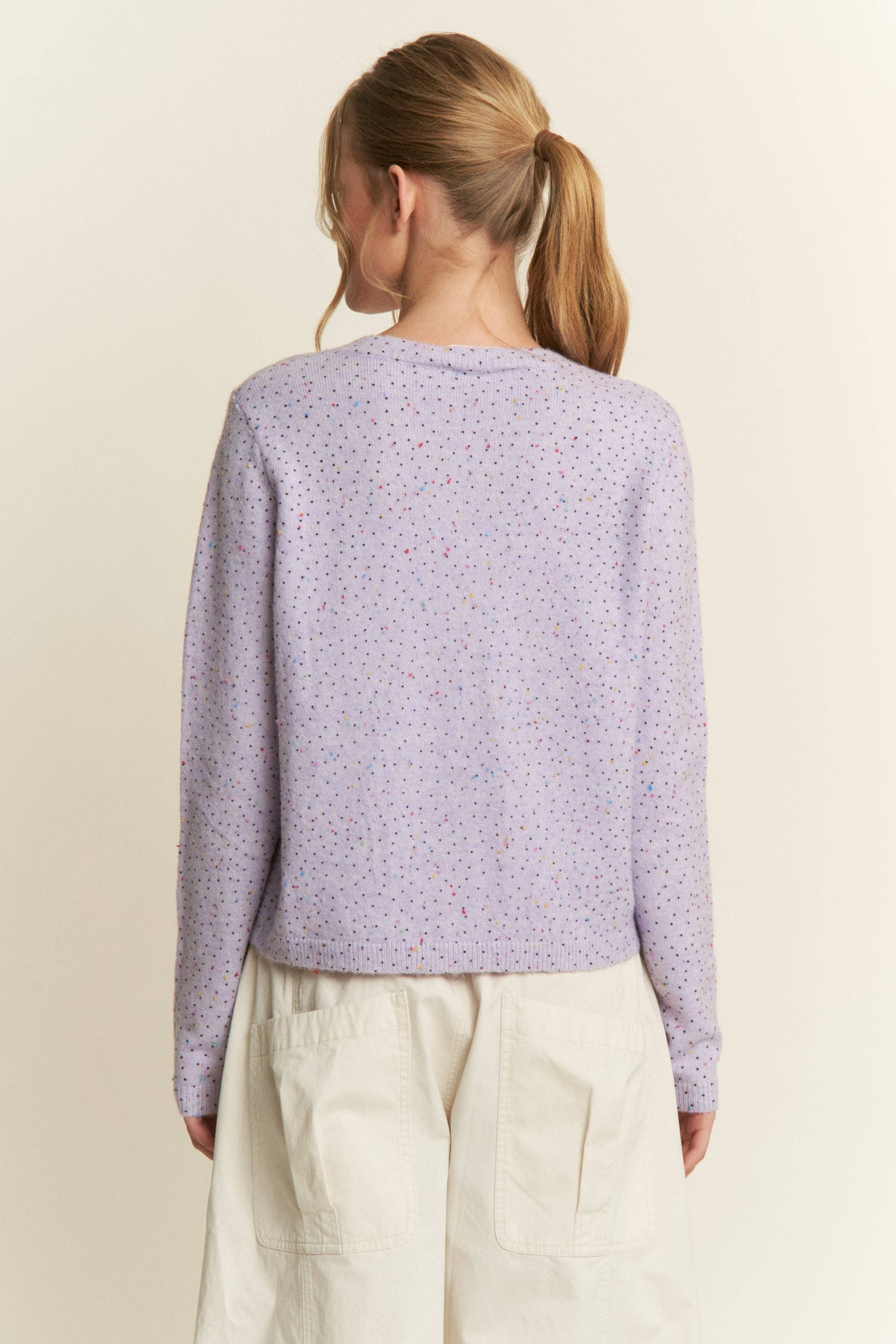 Gina Polka Dot Cardigan: Lavender