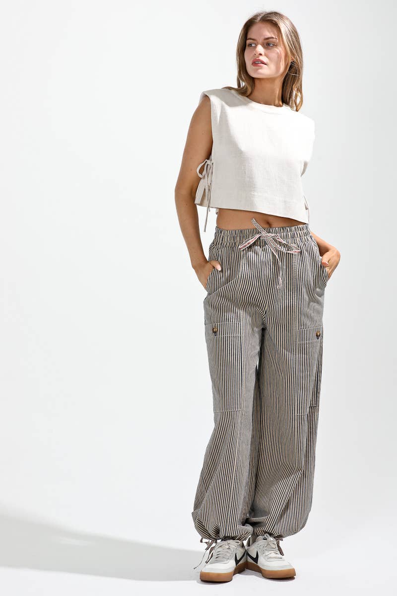 Broadway Striped Pants: Latte