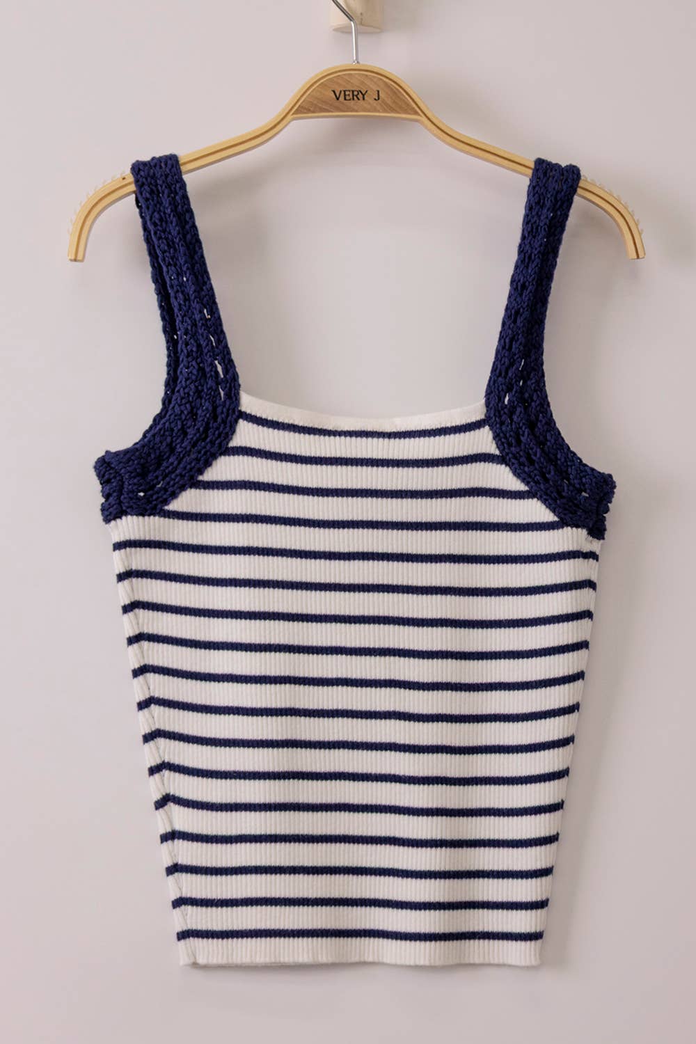 Dottie Crochet Tank: Navy