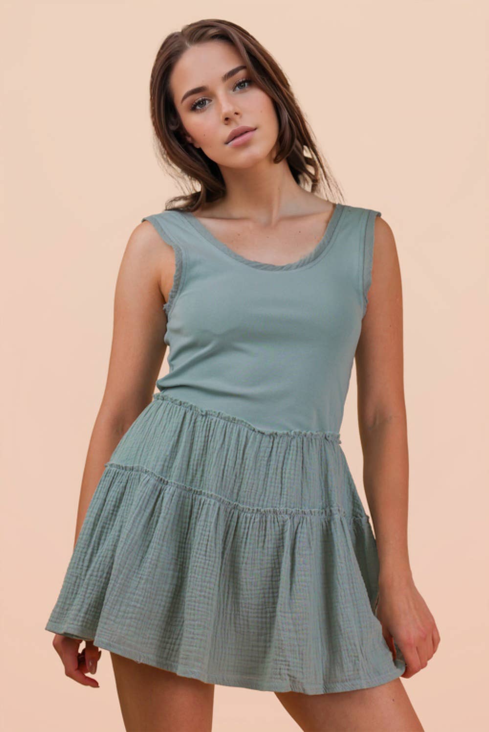 Jamie Mini Dress: Sage