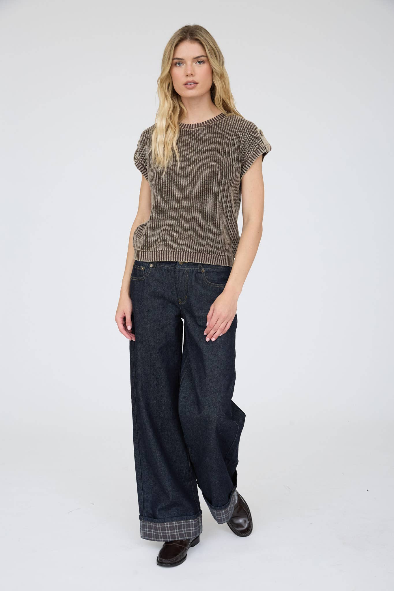 The Gina Knit Top : DARK BROWN
