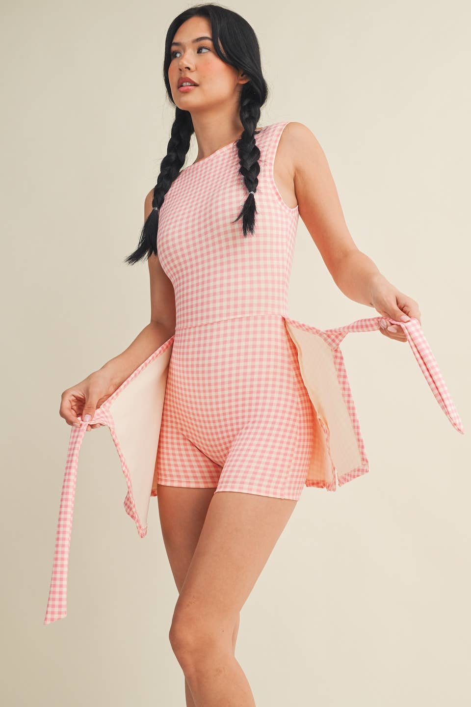 Match Point Gingham Active Dress -Pink