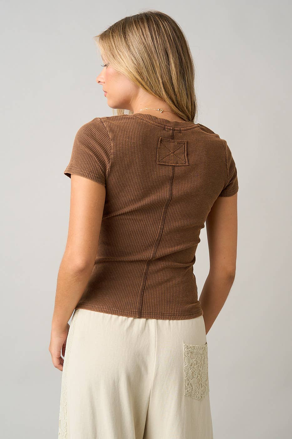 Kayce Ribbed Tee/Chocolate