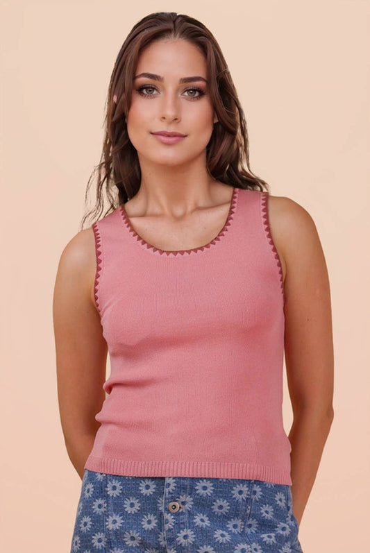 Piper Sleeveless Sweater Tank: Blush