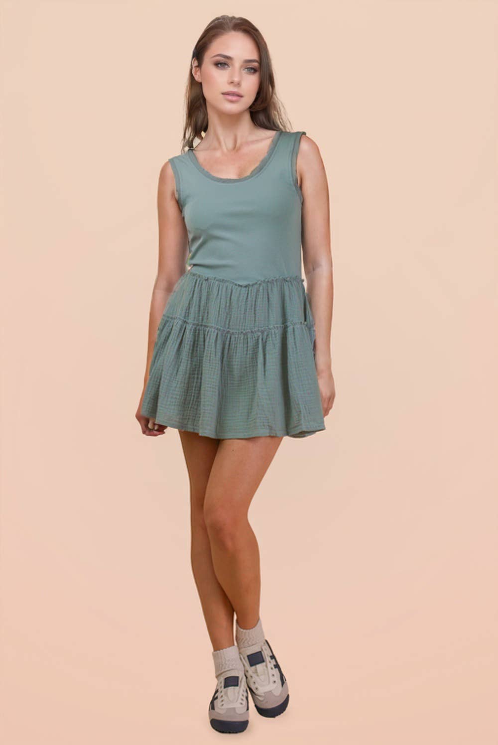 Jamie Mini Dress: Sage