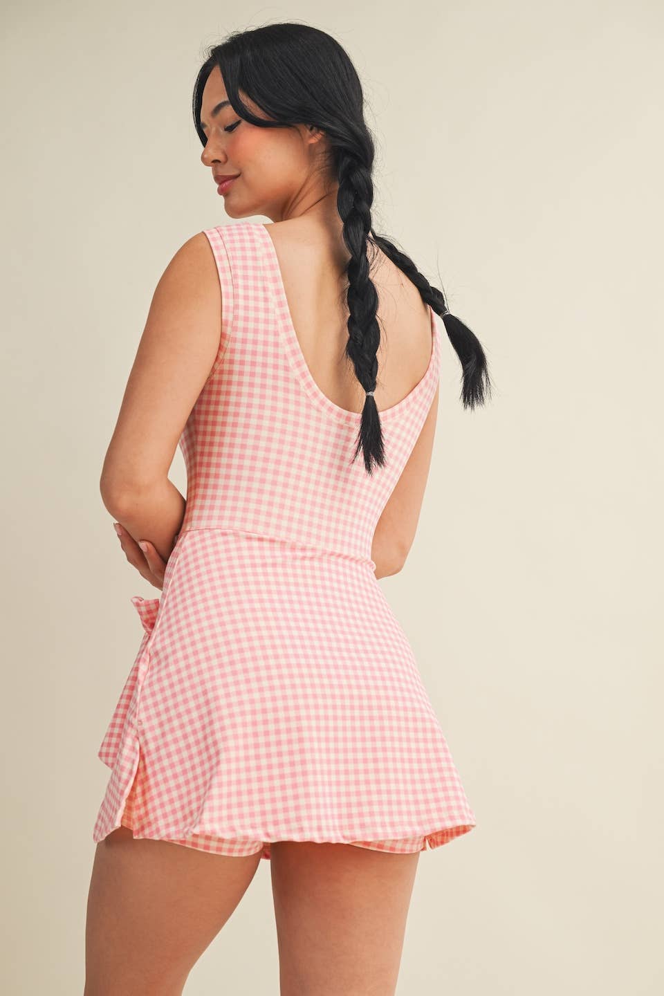 Match Point Gingham Active Dress -Pink