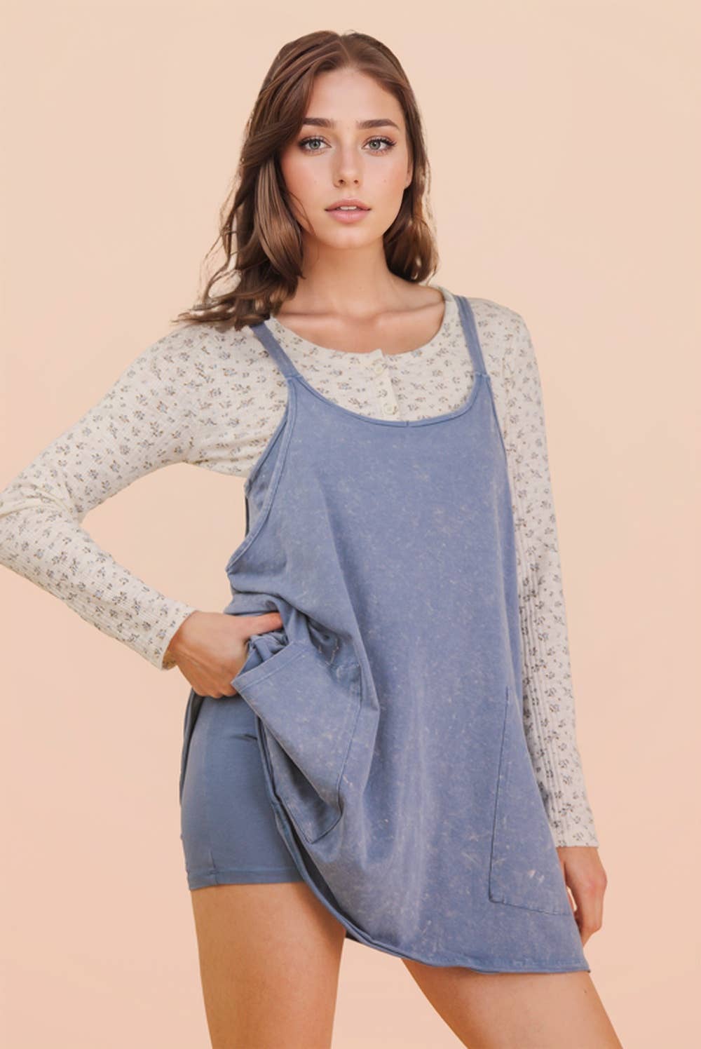 Jena Mineral Washed Dress: Blue