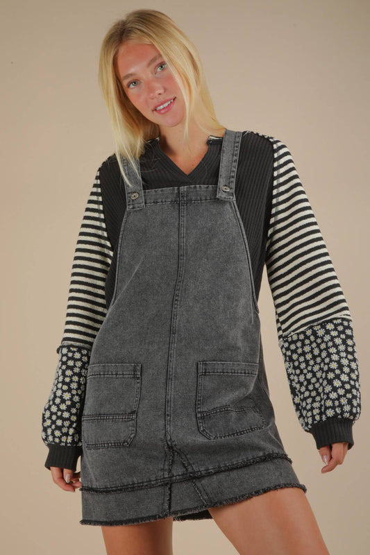 Andi Denim Overall Dress: Charcoal