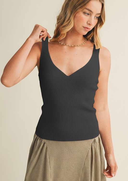 Cait Sweater Top: Black